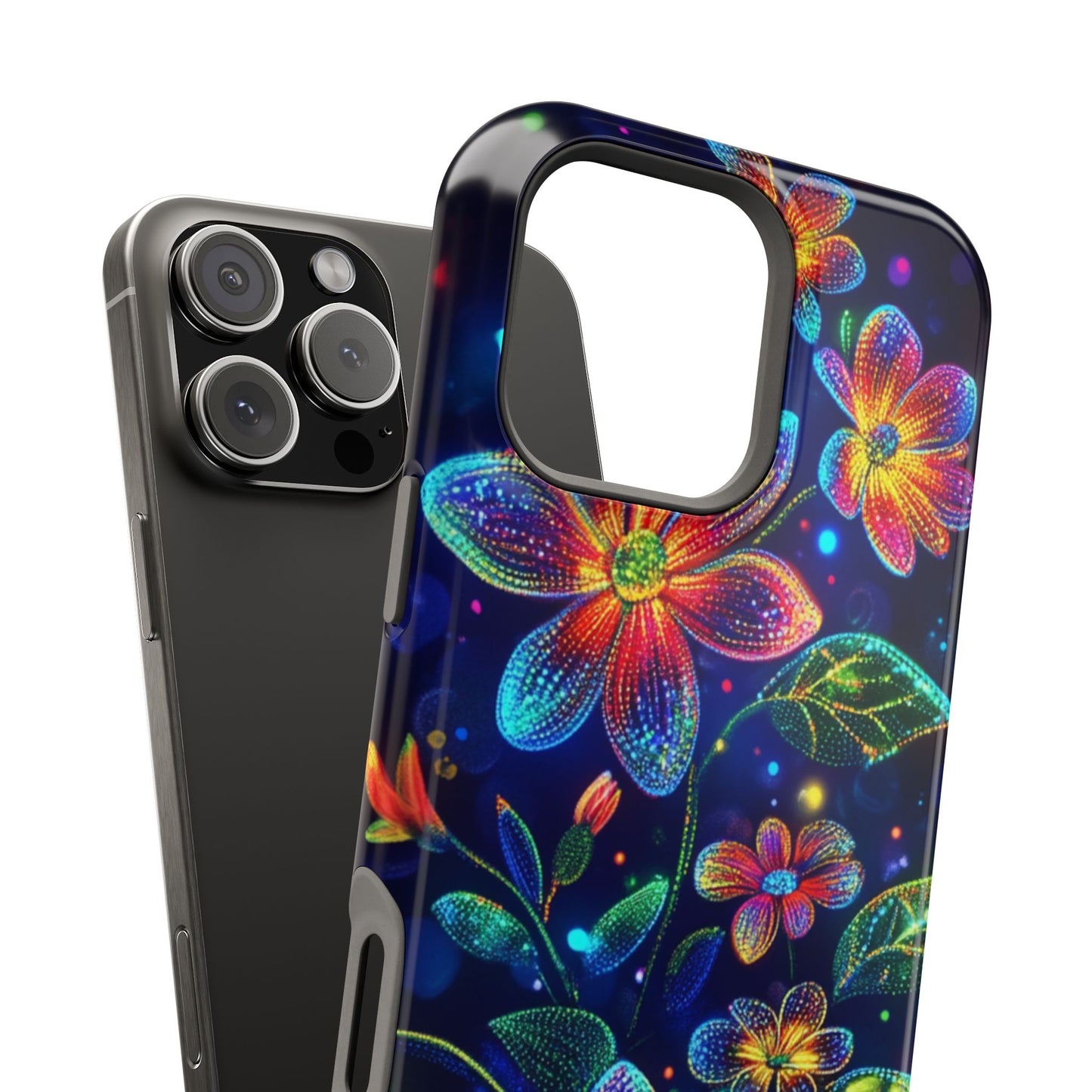 Flower Brite Lite Effect Magnetic Tough Cases, MagSafe, iPhone 16 15 14 13