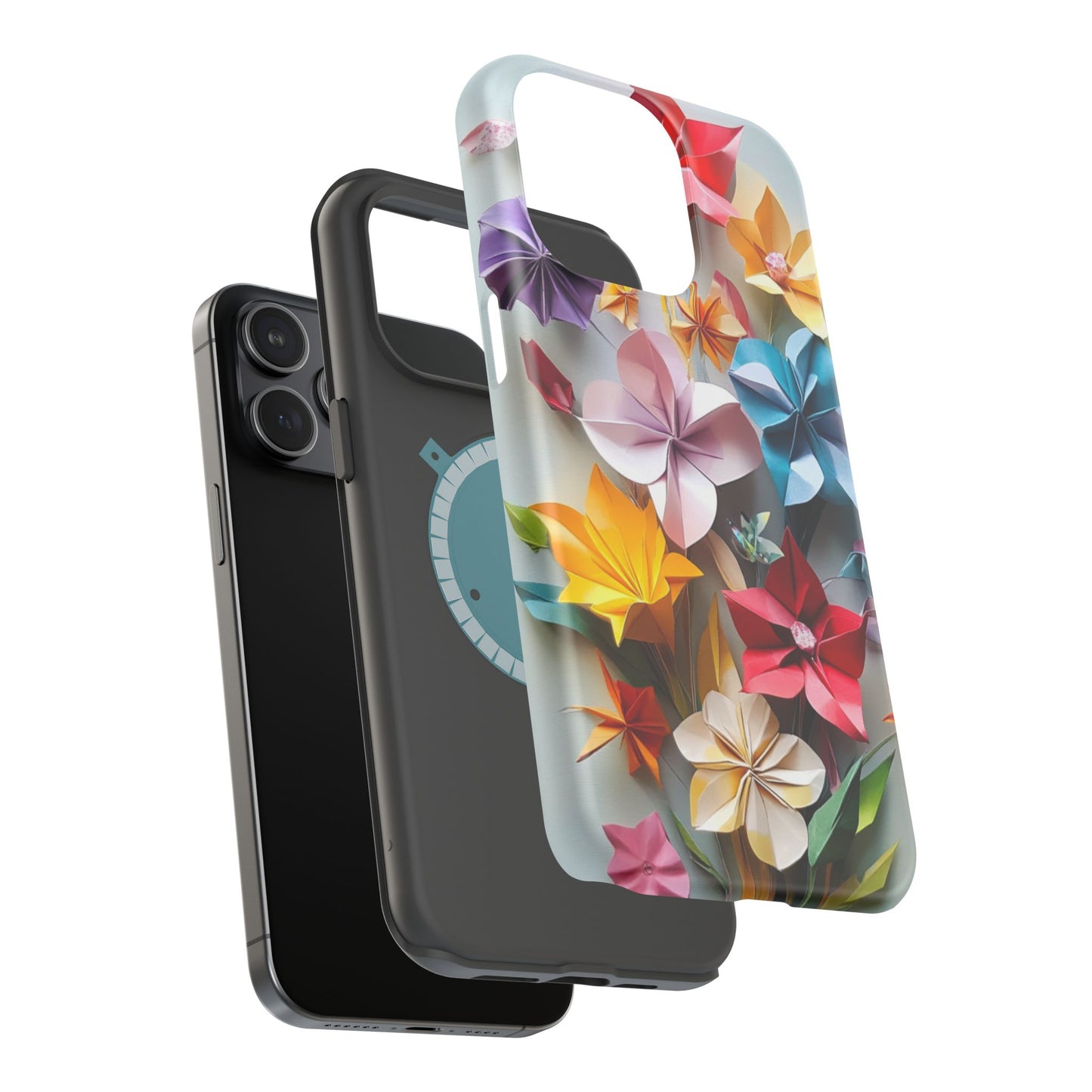 Flower Oragami Effect Magnetic Tough Case, MagSafe, iPhone 16 15 14 13