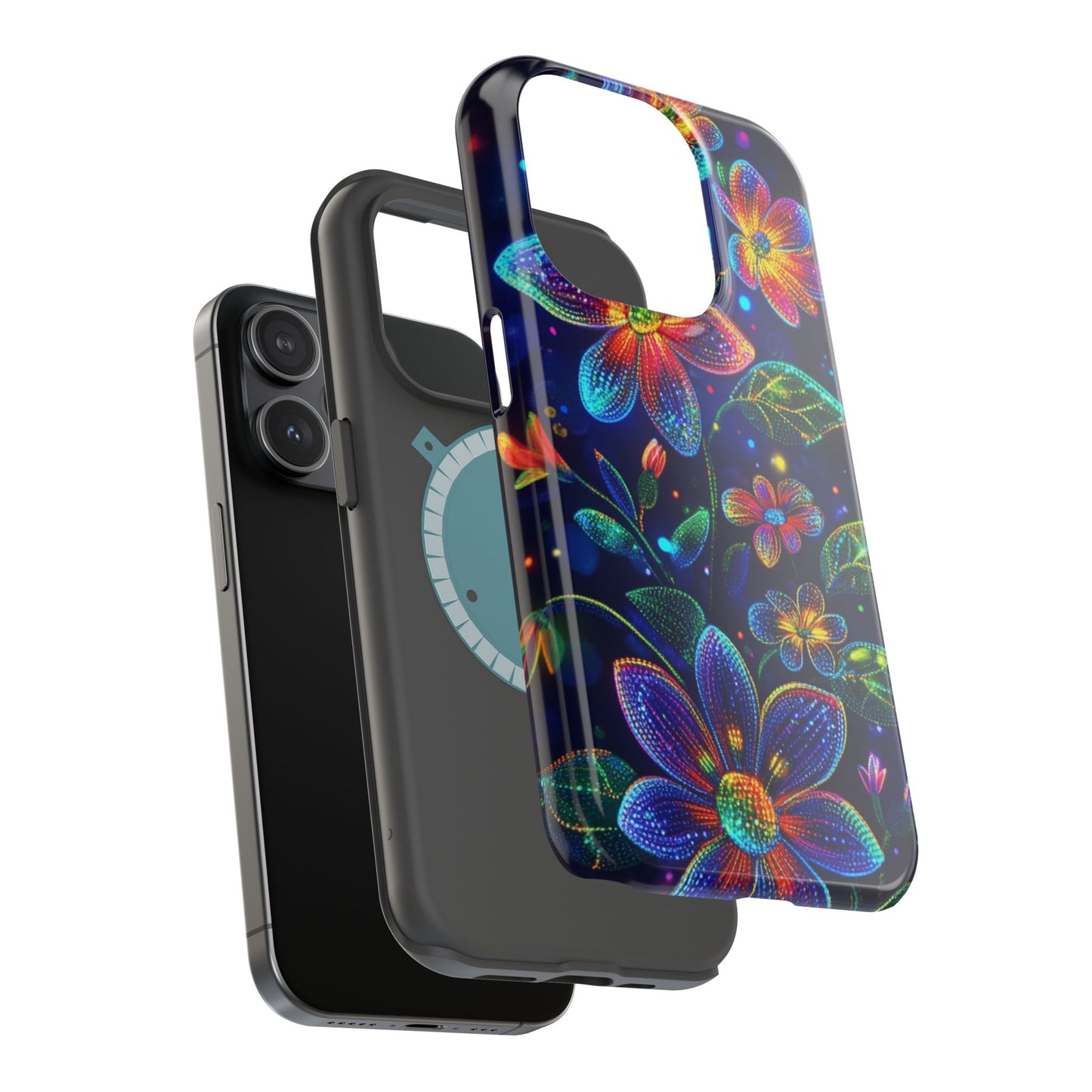 Flower Brite Lite Effect Magnetic Tough Cases, MagSafe, iPhone 16 15 14 13