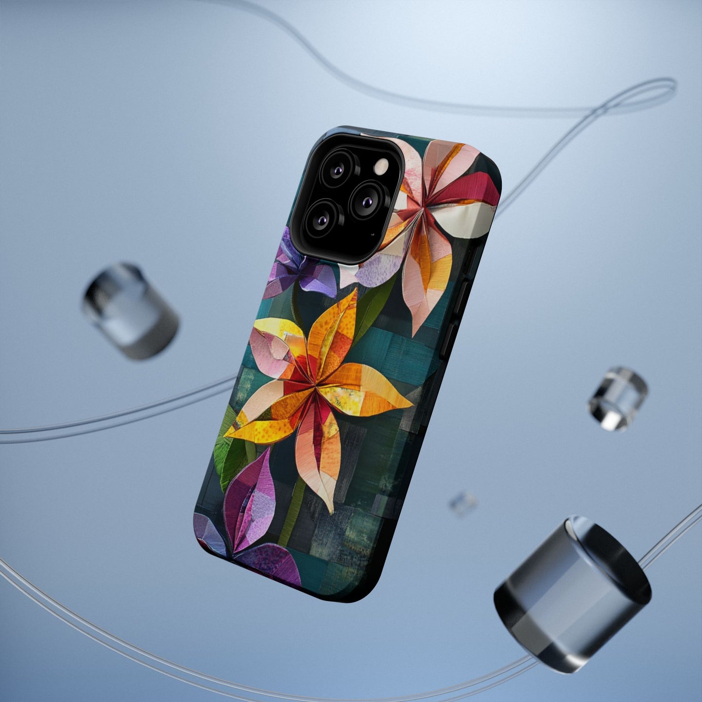 Bright Artistic Flower Magnetic Tough Cases, MagSafe, iPhone 16 15 14 13