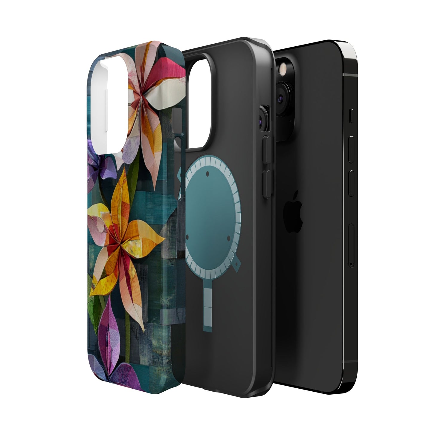 Bright Artistic Flower Magnetic Tough Cases, MagSafe, iPhone 16 15 14 13