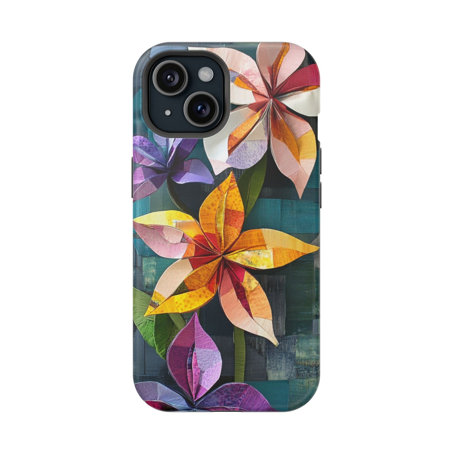 Bright Artistic Flower Magnetic Tough Cases, MagSafe, iPhone 16 15 14 13