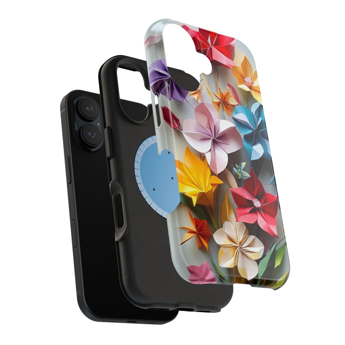 Flower Oragami Effect Magnetic Tough Case, MagSafe, iPhone 16 15 14 13