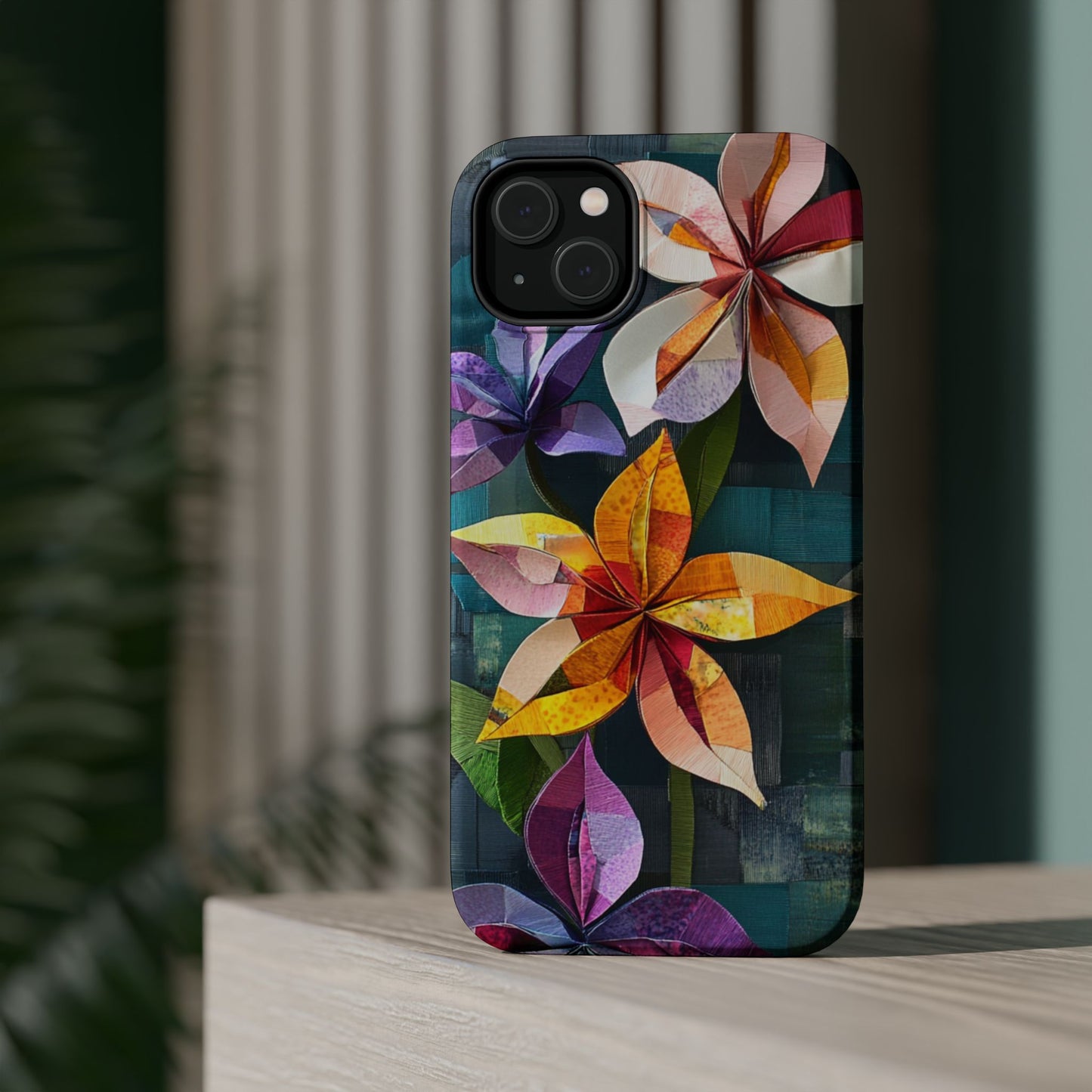 Bright Artistic Flower Magnetic Tough Cases, MagSafe, iPhone 16 15 14 13