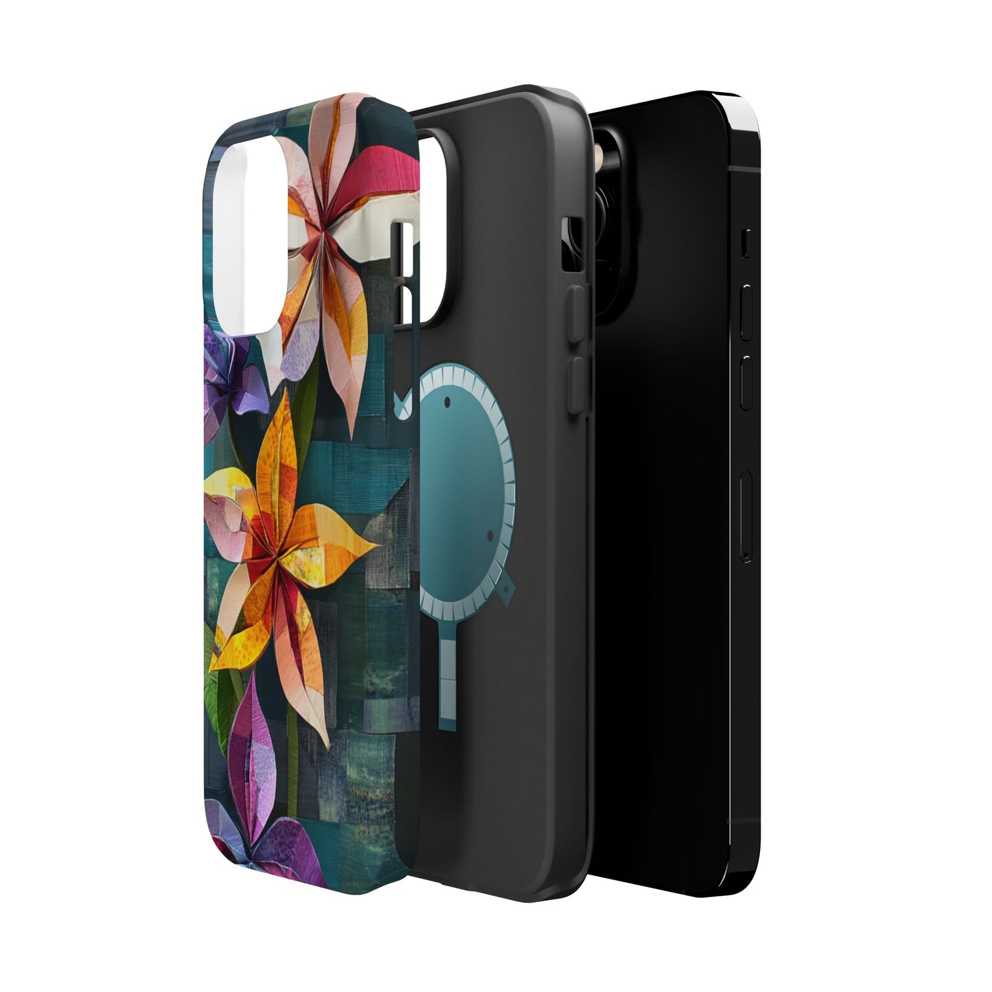 Bright Artistic Flower Magnetic Tough Cases, MagSafe, iPhone 16 15 14 13