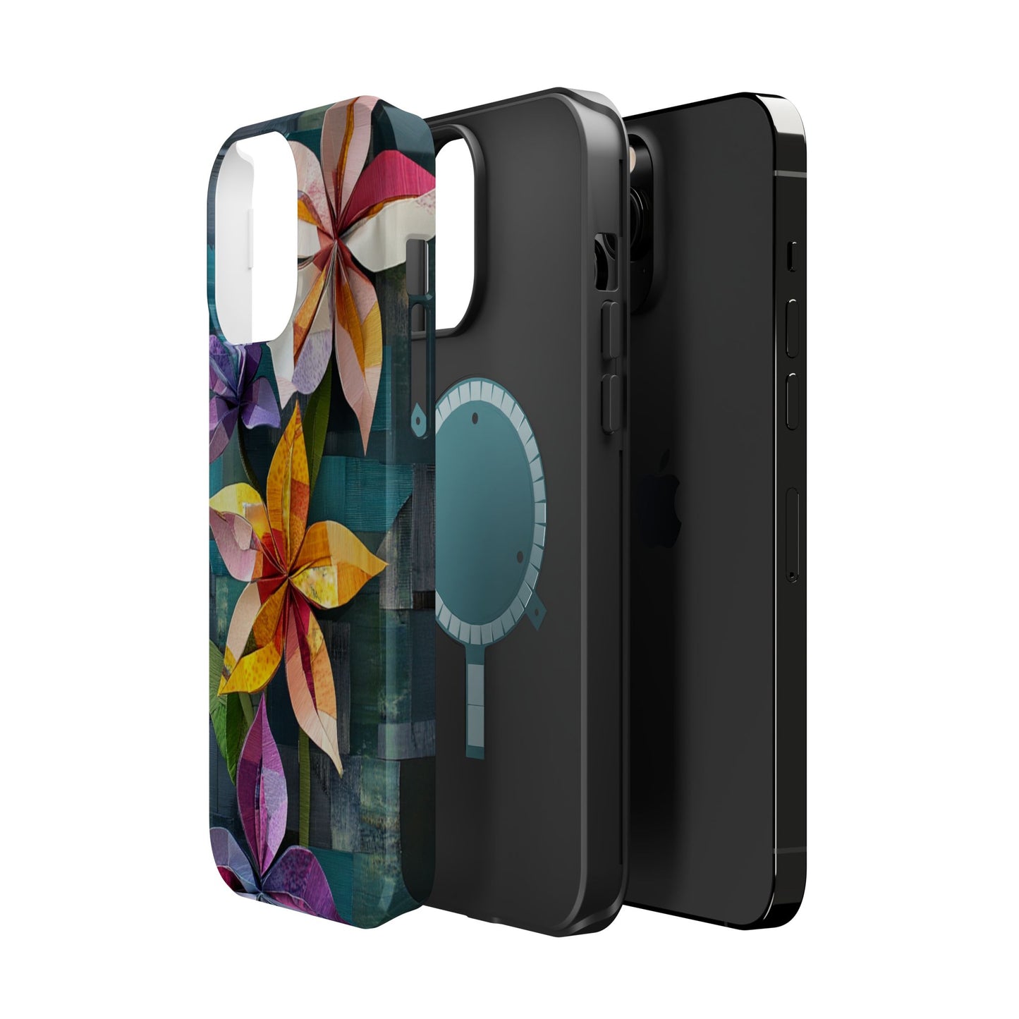 Bright Artistic Flower Magnetic Tough Cases, MagSafe, iPhone 16 15 14 13