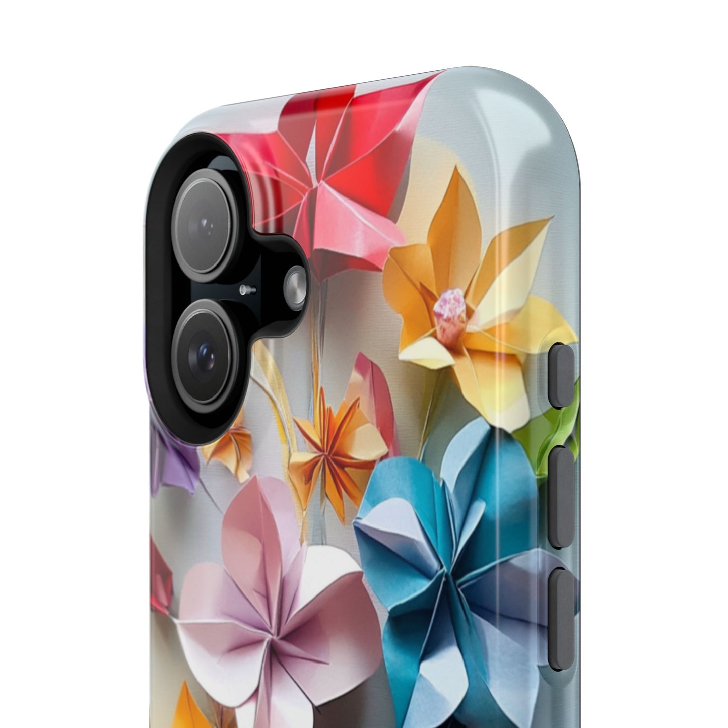 Flower Oragami Effect Magnetic Tough Case, MagSafe, iPhone 16 15 14 13