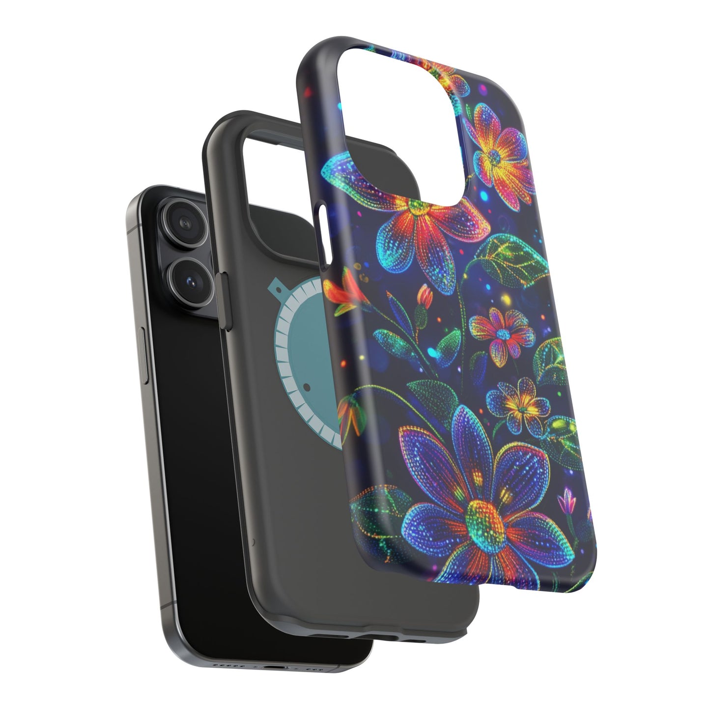 Flower Brite Lite Effect Magnetic Tough Cases, MagSafe, iPhone 16 15 14 13