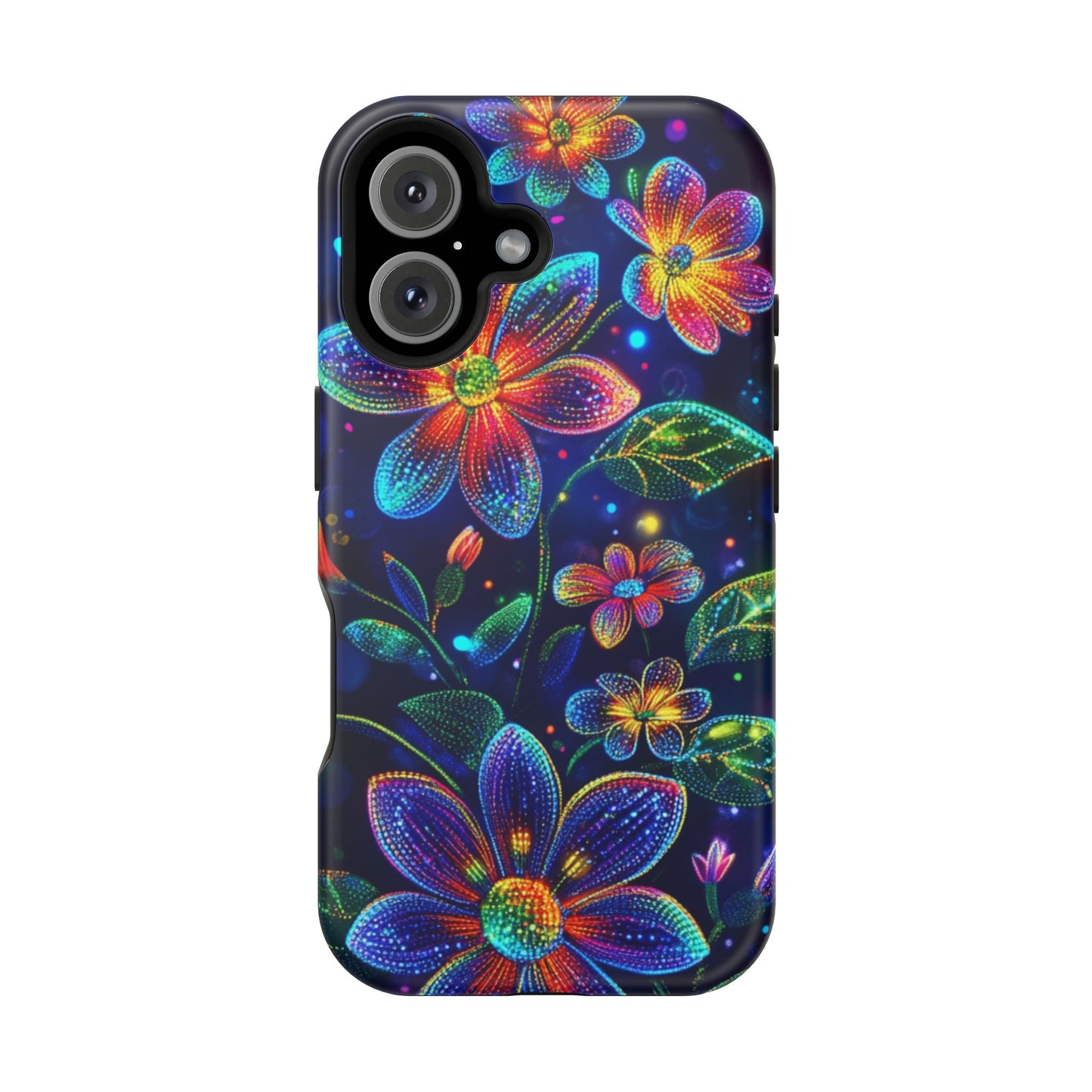 Flower Brite Lite Effect Magnetic Tough Cases, MagSafe, iPhone 16 15 14 13