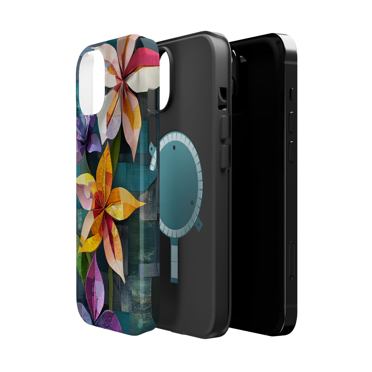 Bright Artistic Flower Magnetic Tough Cases, MagSafe, iPhone 16 15 14 13