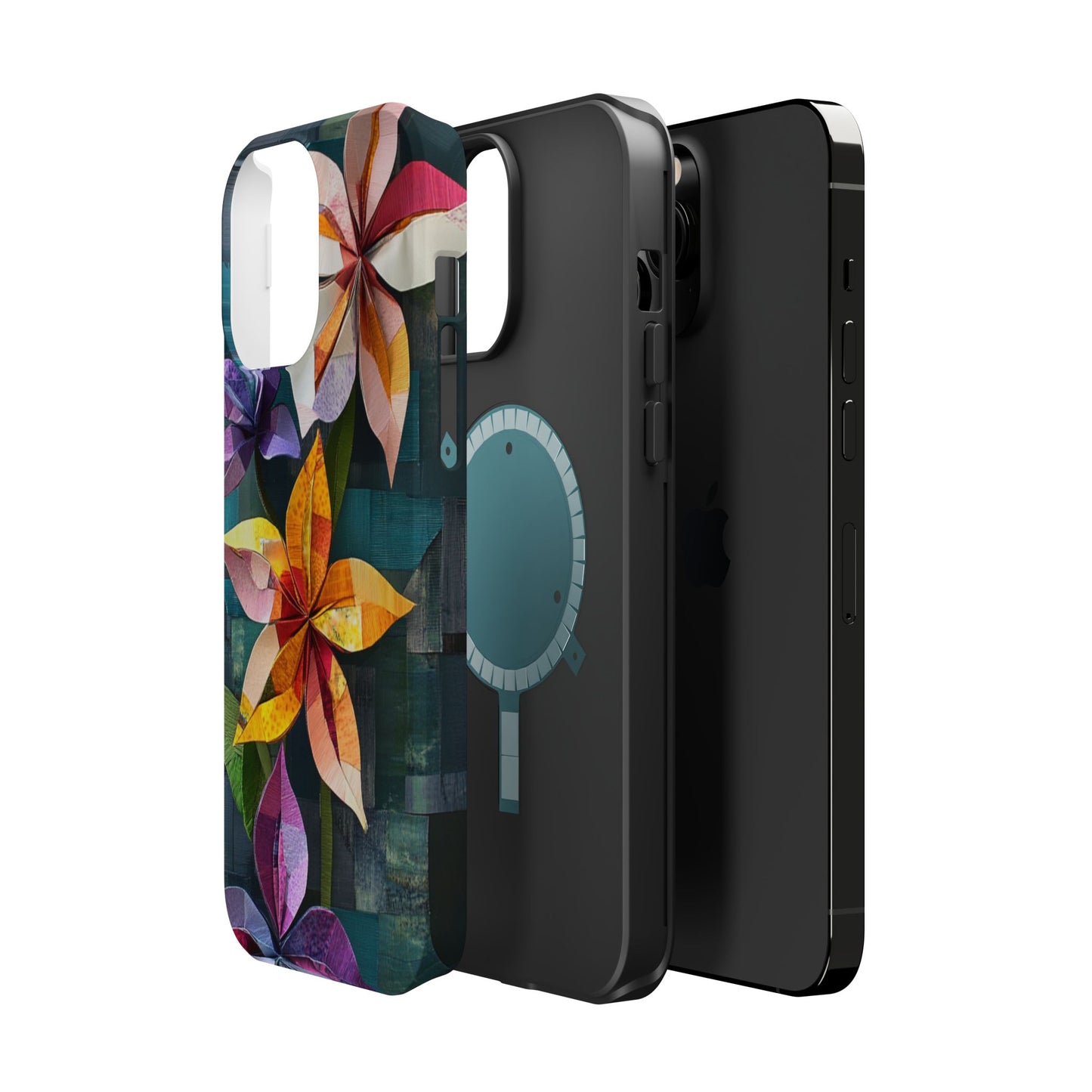 Bright Artistic Flower Magnetic Tough Cases, MagSafe, iPhone 16 15 14 13