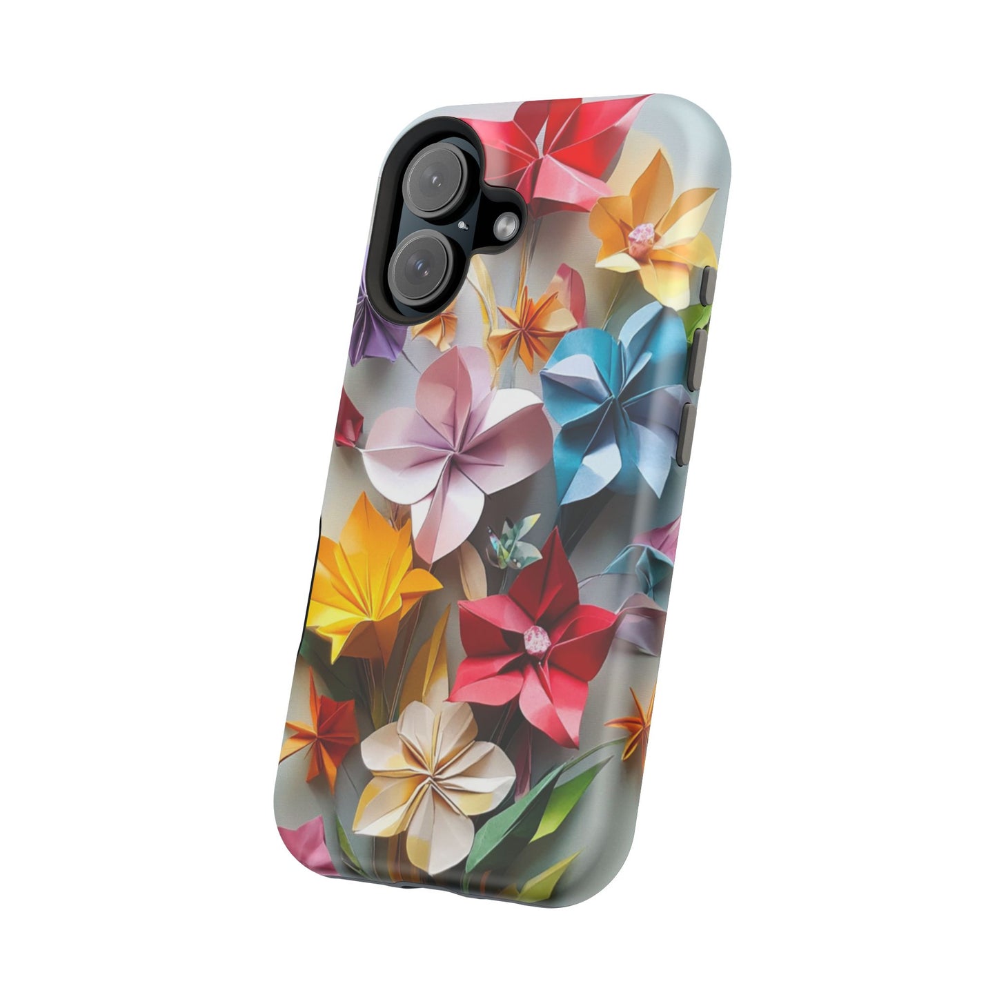 Flower Oragami Effect Magnetic Tough Case, MagSafe, iPhone 16 15 14 13