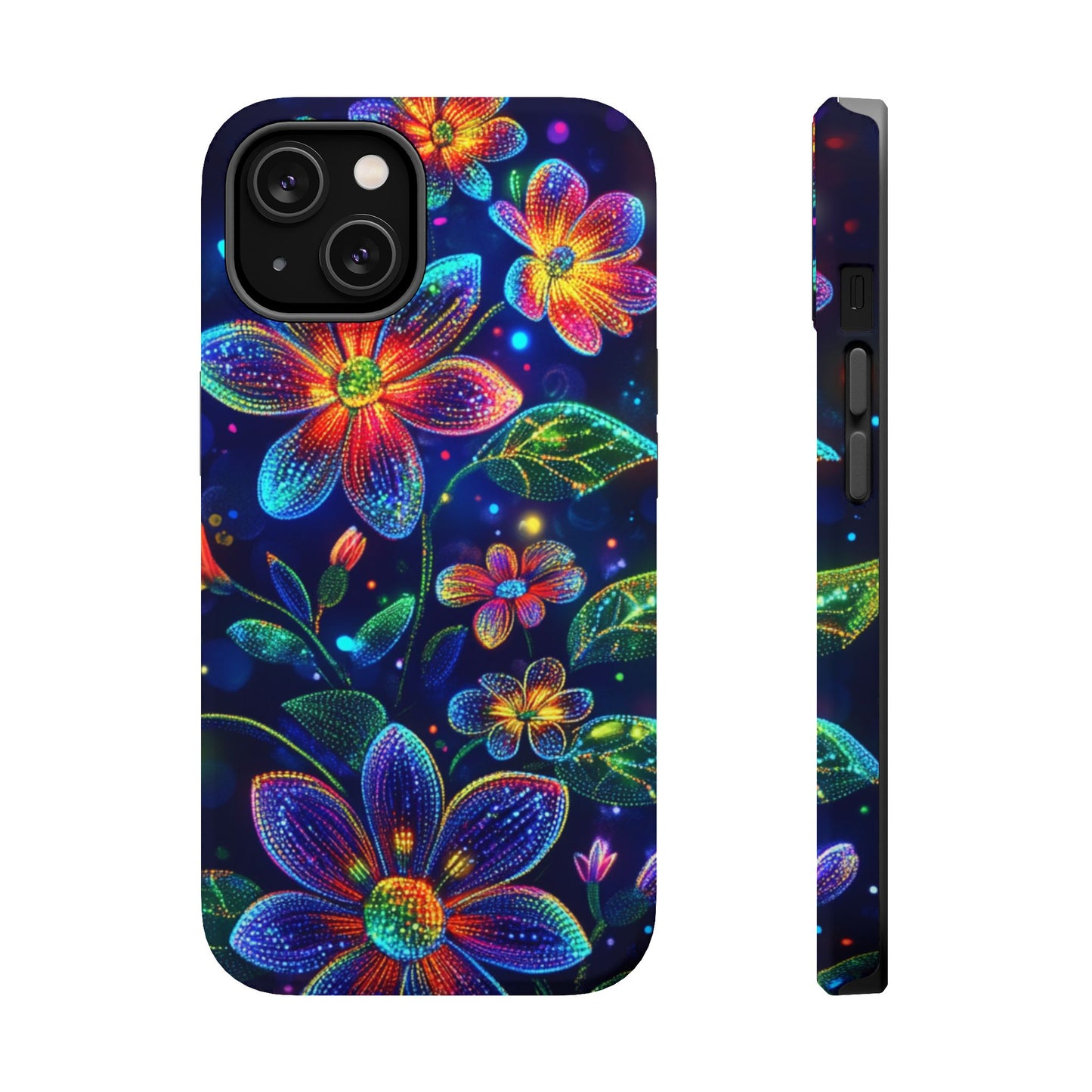 Flower Brite Lite Effect Magnetic Tough Cases, MagSafe, iPhone 16 15 14 13