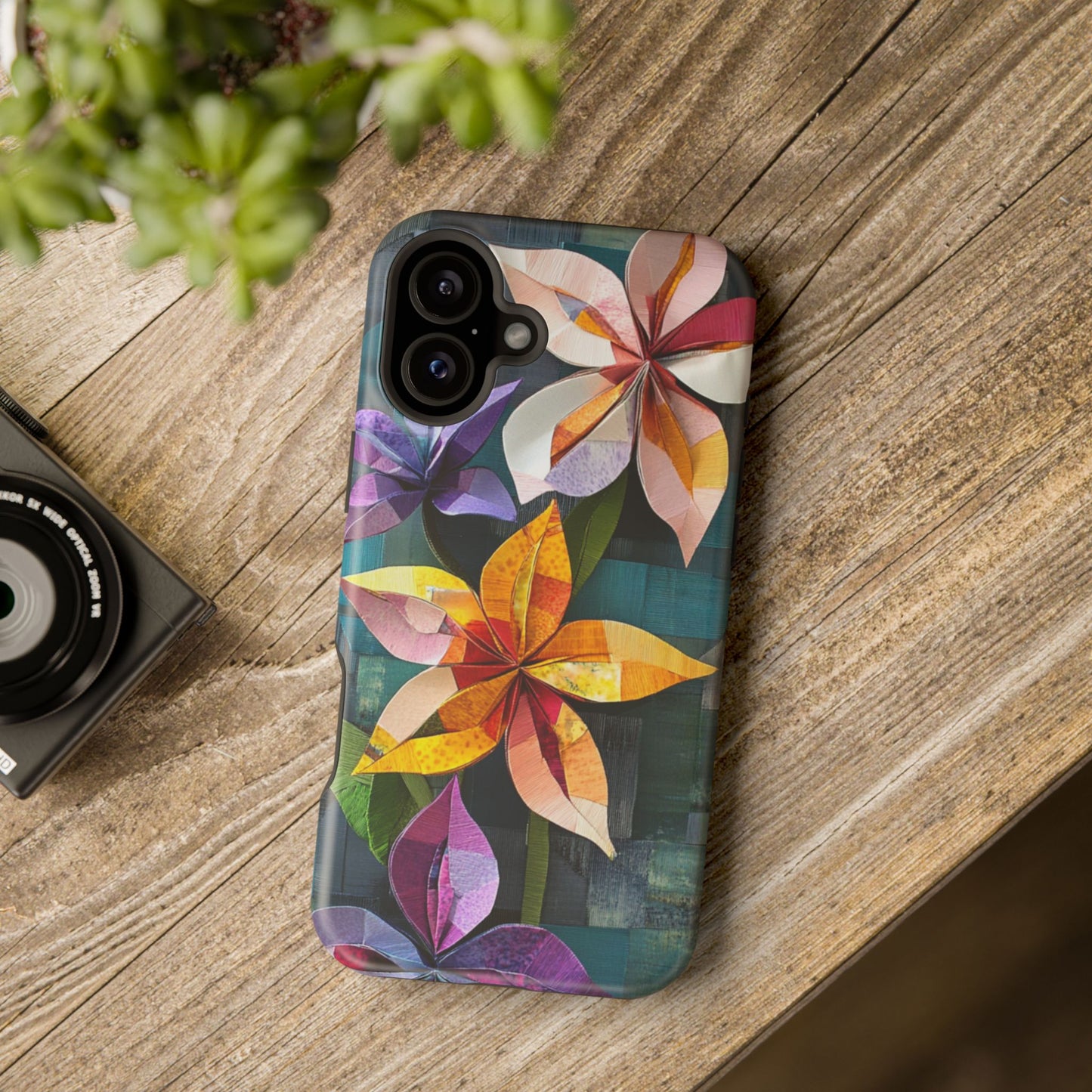 Bright Artistic Flower Magnetic Tough Cases, MagSafe, iPhone 16 15 14 13