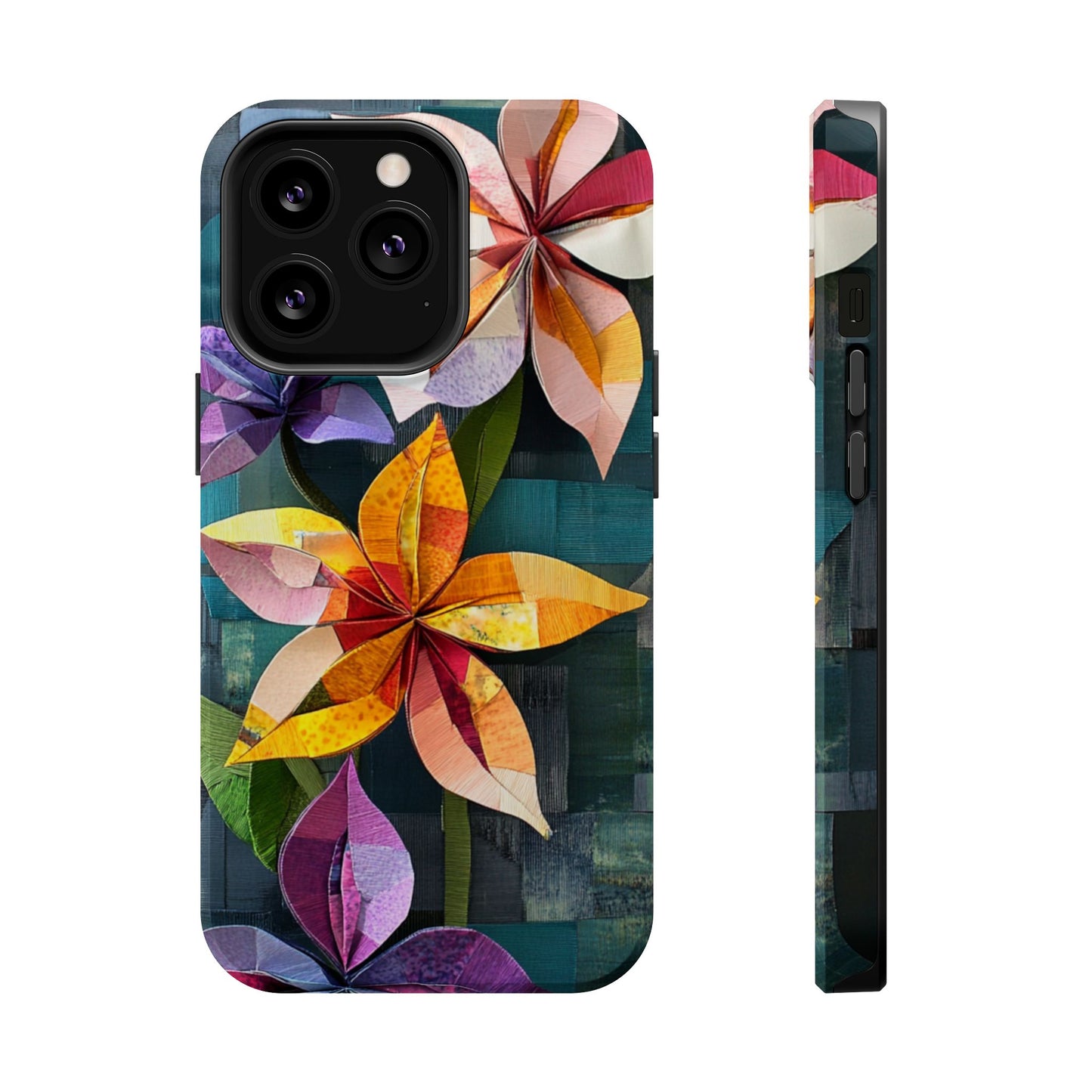 Bright Artistic Flower Magnetic Tough Cases, MagSafe, iPhone 16 15 14 13