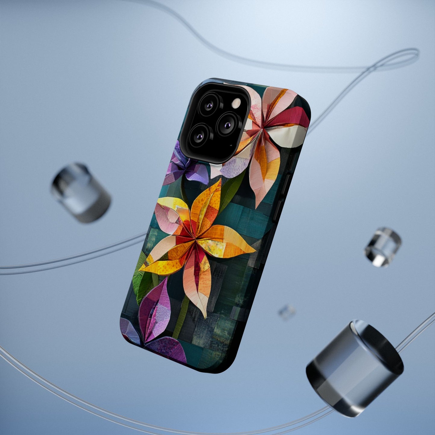 Bright Artistic Flower Magnetic Tough Cases, MagSafe, iPhone 16 15 14 13