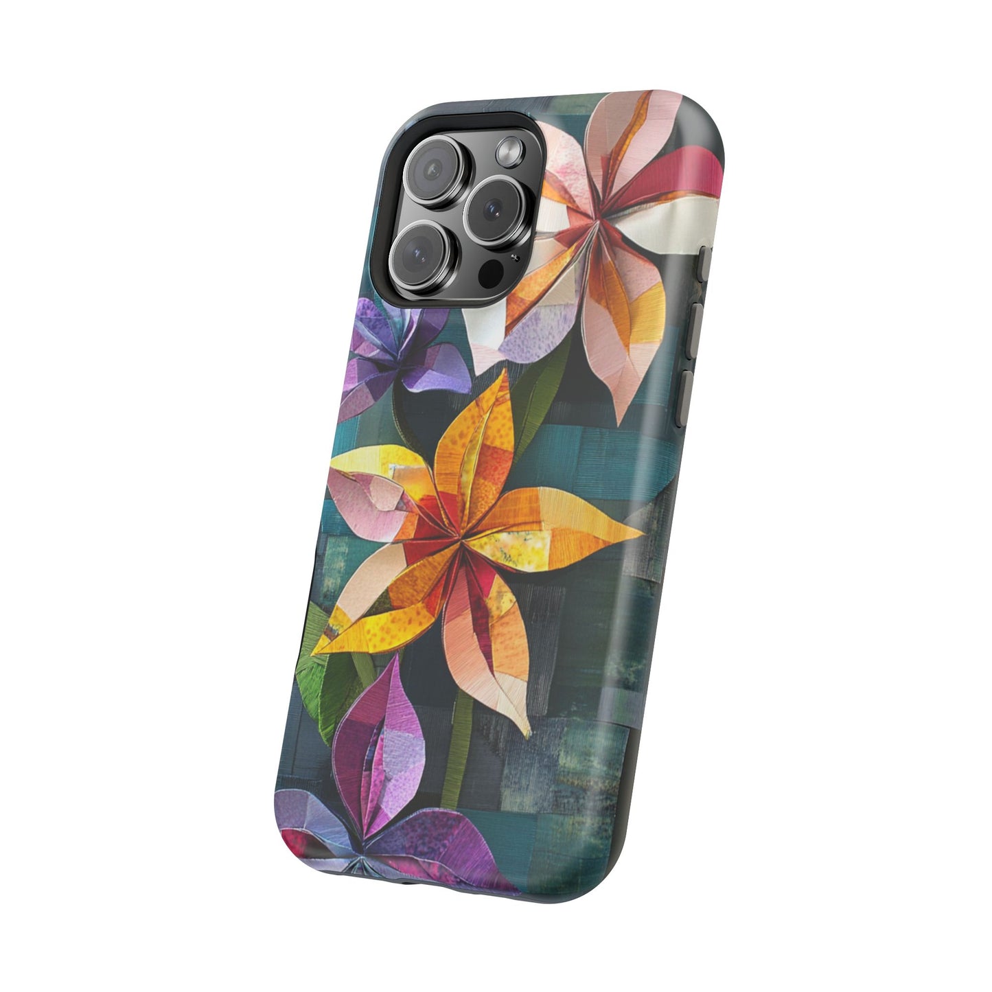 Bright Artistic Flower Magnetic Tough Cases, MagSafe, iPhone 16 15 14 13