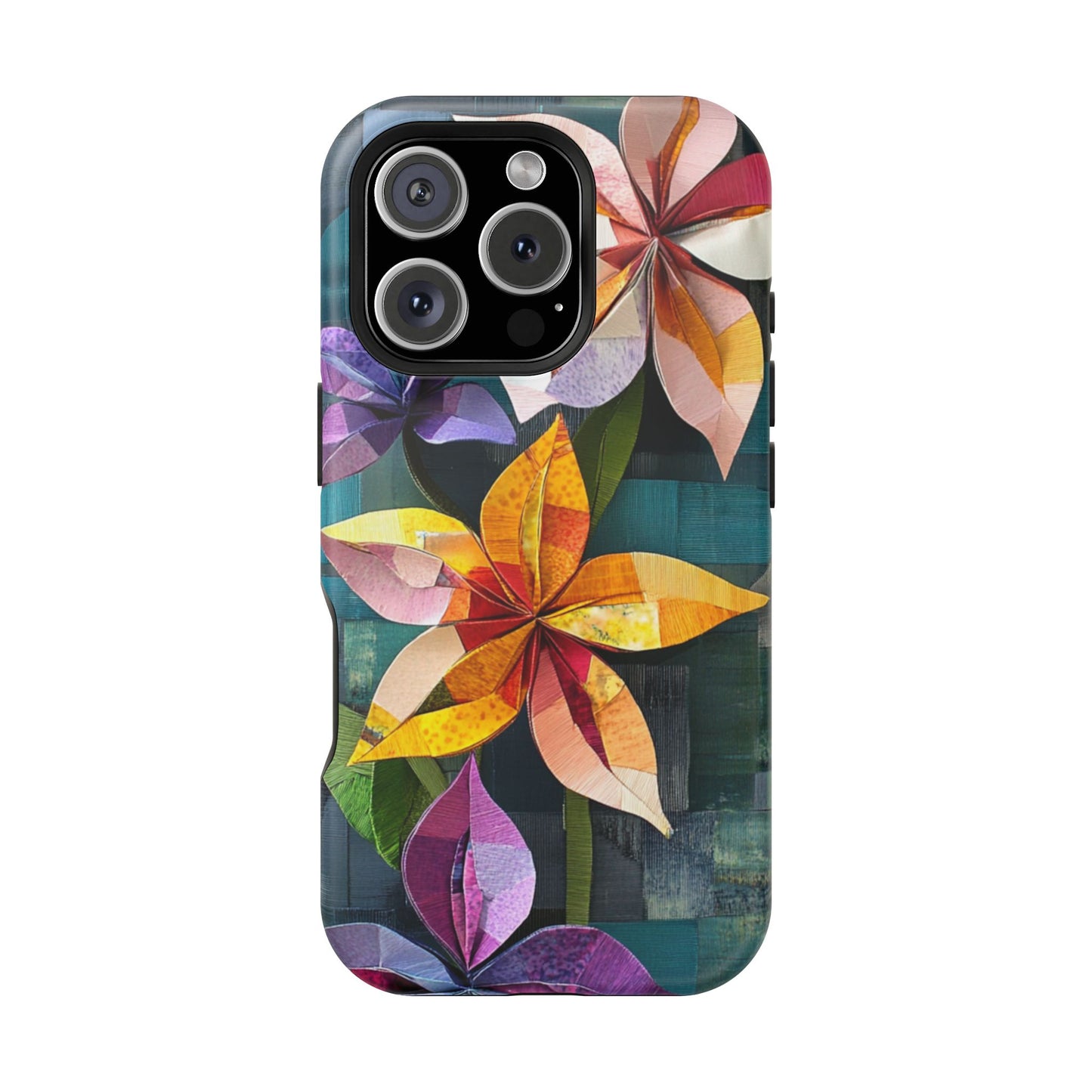 Bright Artistic Flower Magnetic Tough Cases, MagSafe, iPhone 16 15 14 13