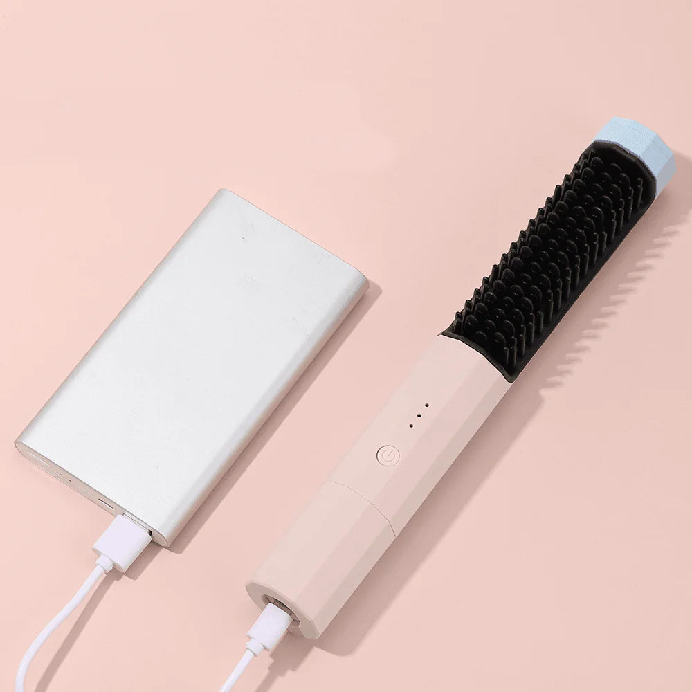 Portable Wireless USB 2 in 1 Straightening Hairbrush Brush