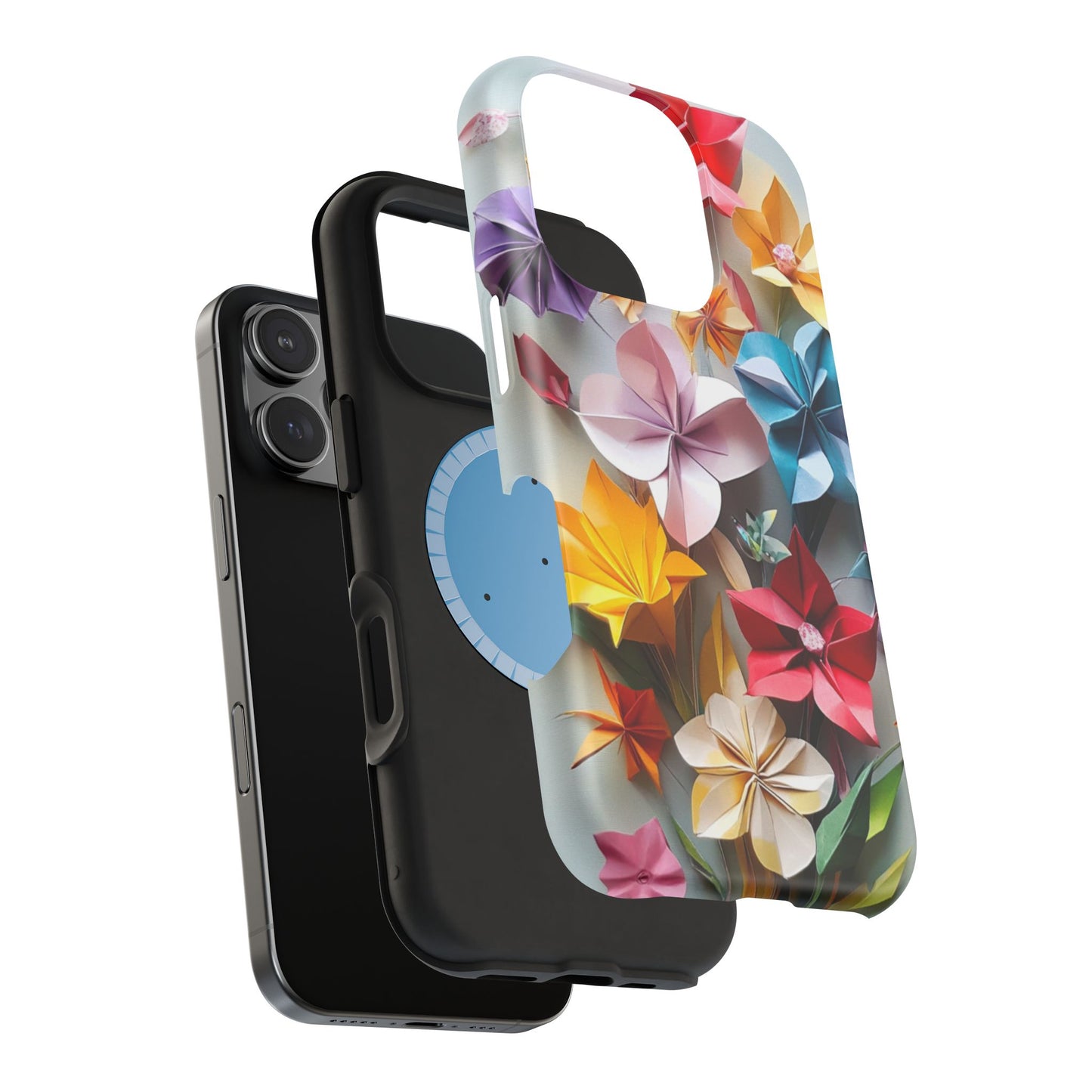 Flower Oragami Effect Magnetic Tough Case, MagSafe, iPhone 16 15 14 13