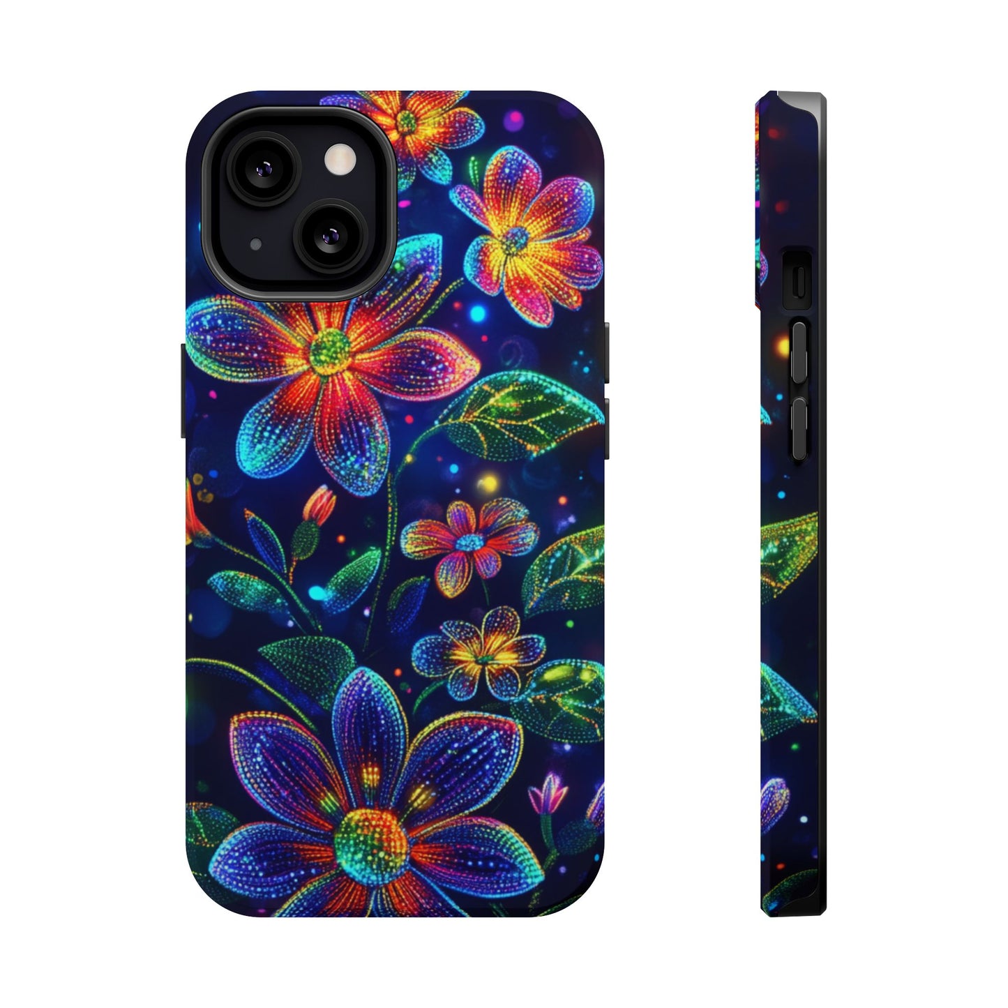 Flower Brite Lite Effect Magnetic Tough Cases, MagSafe, iPhone 16 15 14 13