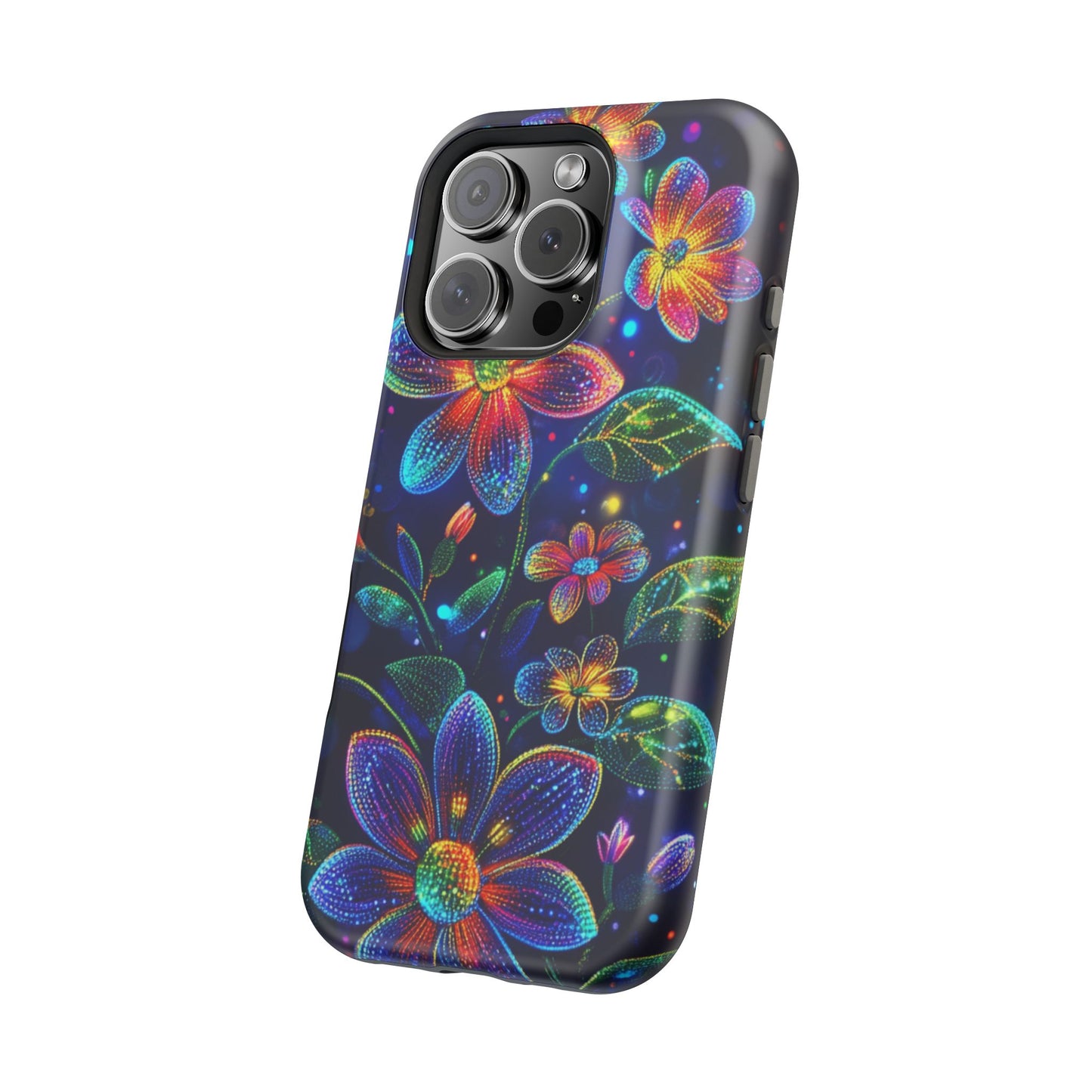 Flower Brite Lite Effect Magnetic Tough Cases, MagSafe, iPhone 16 15 14 13