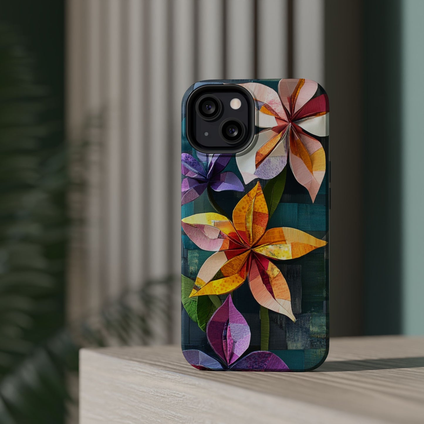 Bright Artistic Flower Magnetic Tough Cases, MagSafe, iPhone 16 15 14 13