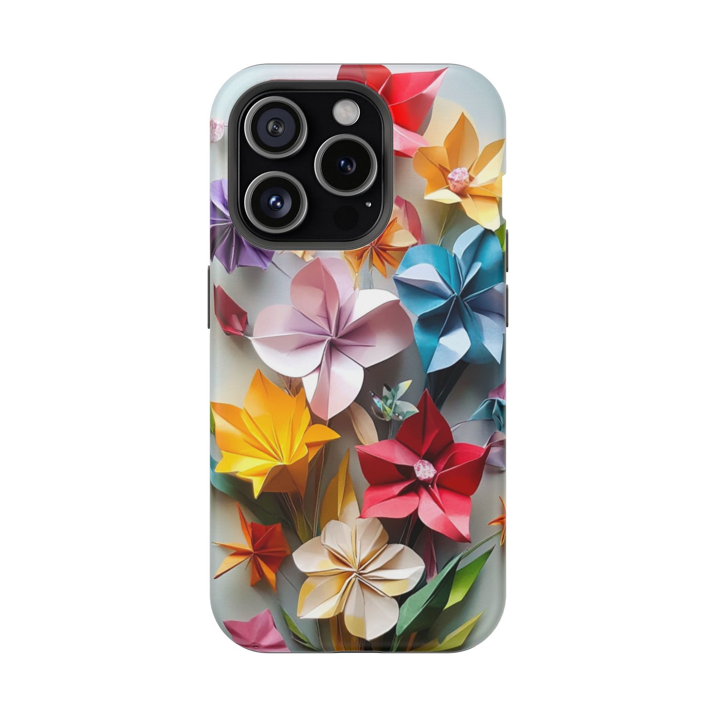 Flower Oragami Effect Magnetic Tough Case, MagSafe, iPhone 16 15 14 13