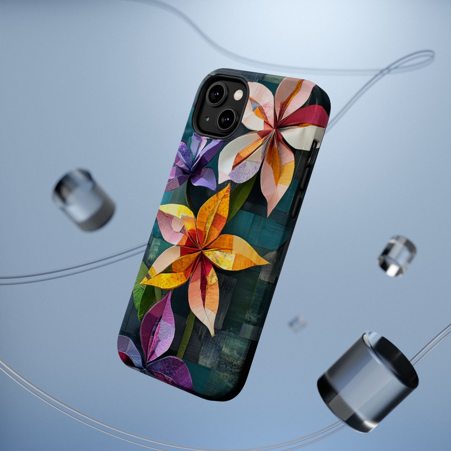 Bright Artistic Flower Magnetic Tough Cases, MagSafe, iPhone 16 15 14 13