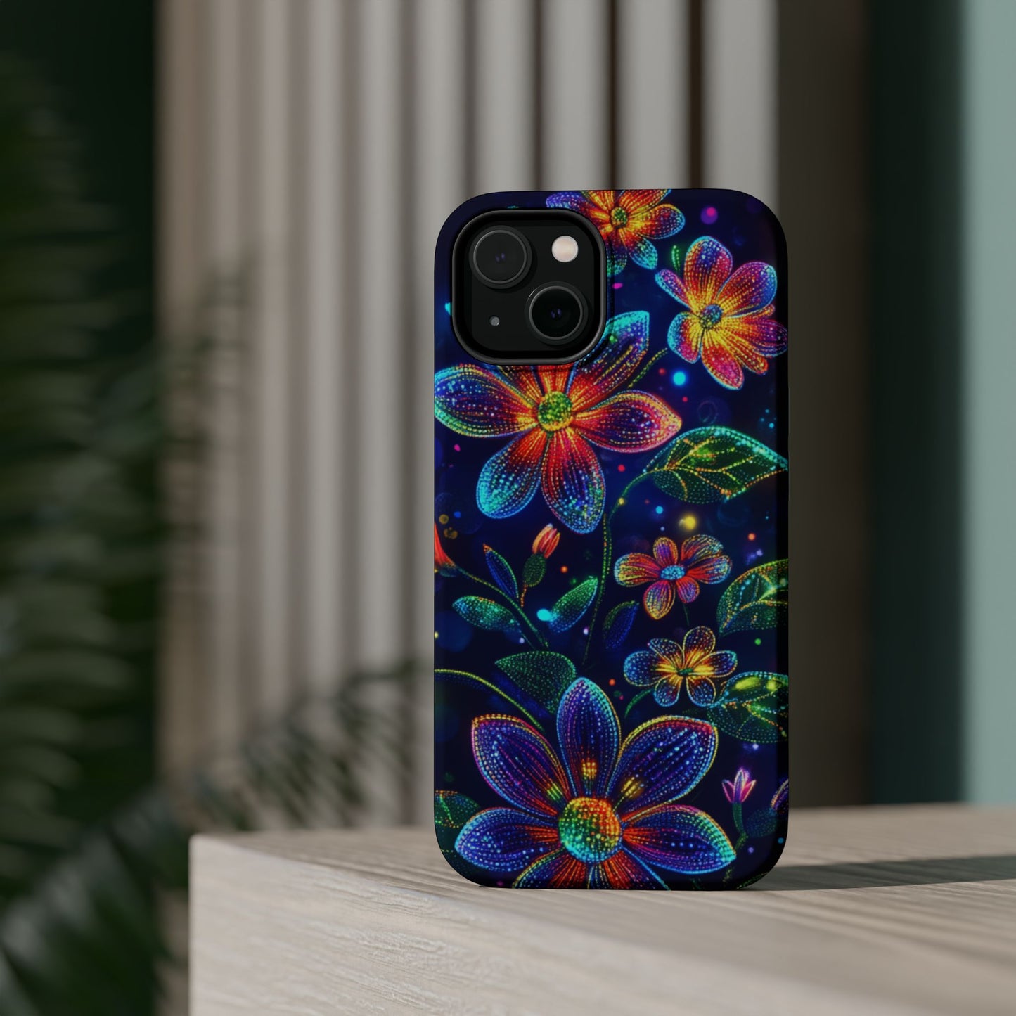 Flower Brite Lite Effect Magnetic Tough Cases, MagSafe, iPhone 16 15 14 13