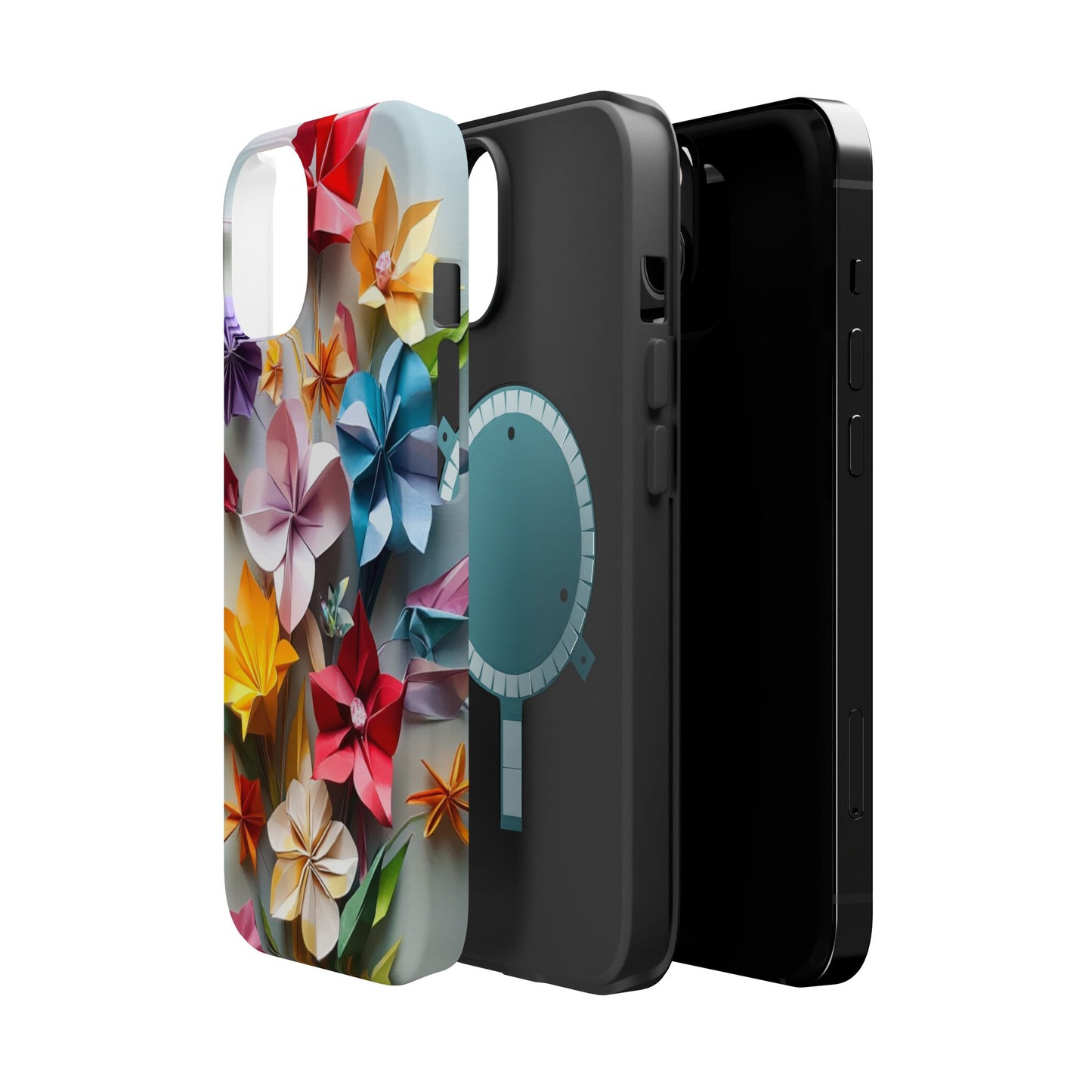 Flower Oragami Effect Magnetic Tough Case, MagSafe, iPhone 16 15 14 13