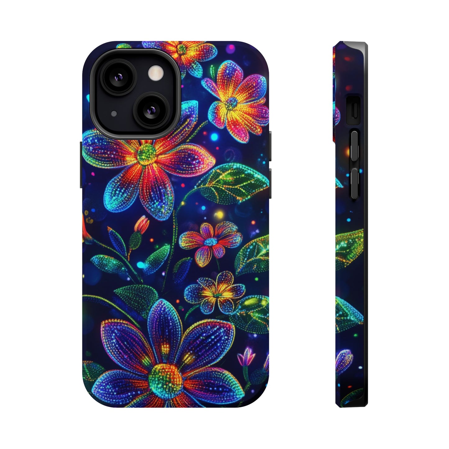 Flower Brite Lite Effect Magnetic Tough Cases, MagSafe, iPhone 16 15 14 13