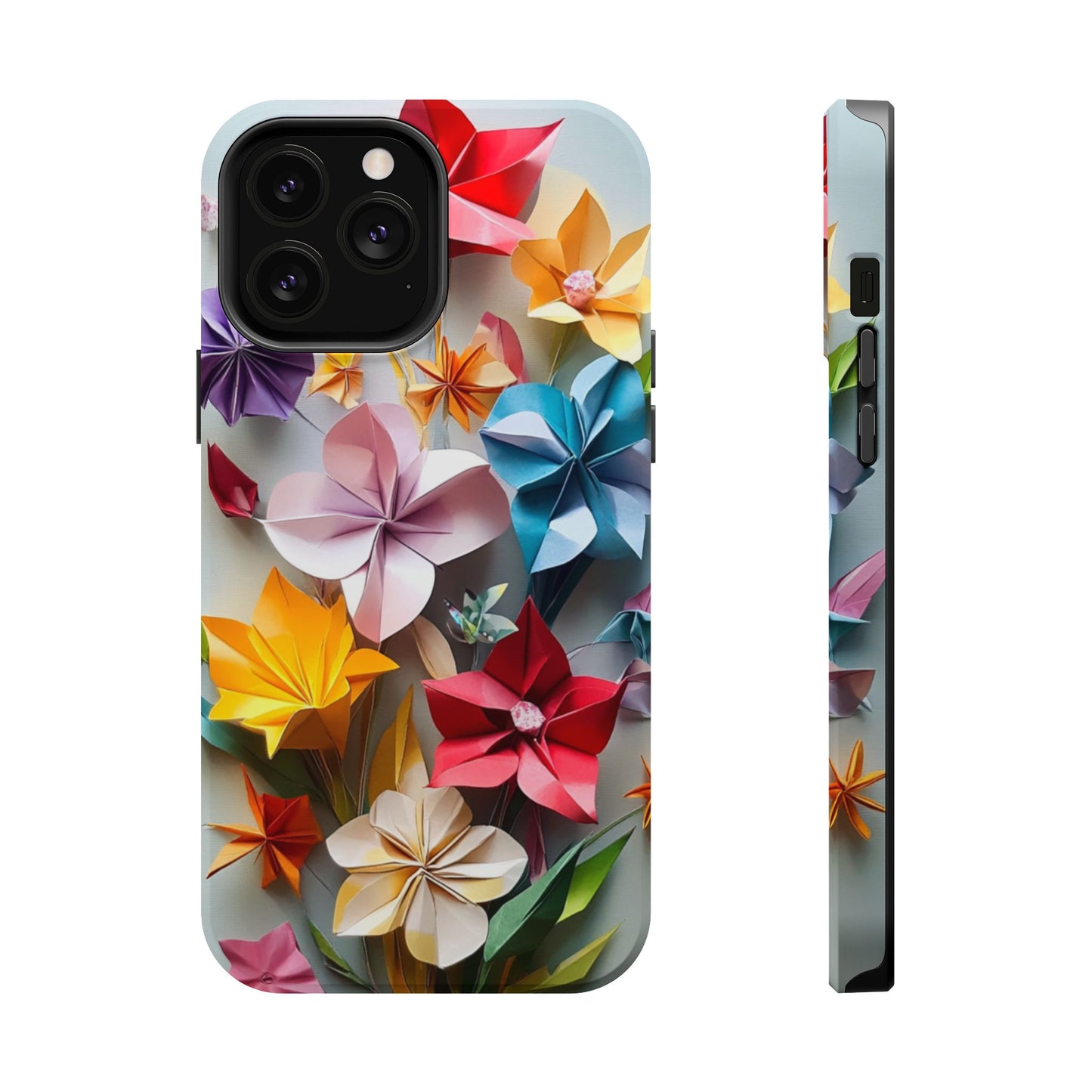 Flower Oragami Effect Magnetic Tough Case, MagSafe, iPhone 16 15 14 13