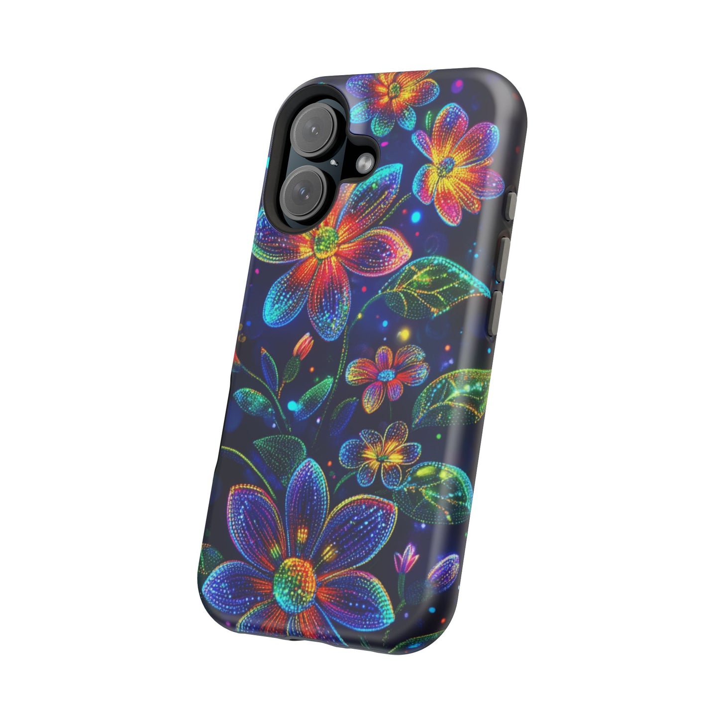 Flower Brite Lite Effect Magnetic Tough Cases, MagSafe, iPhone 16 15 14 13