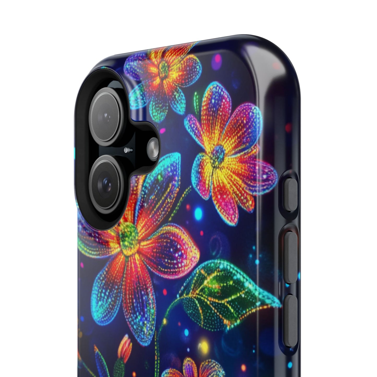 Flower Brite Lite Effect Magnetic Tough Cases, MagSafe, iPhone 16 15 14 13