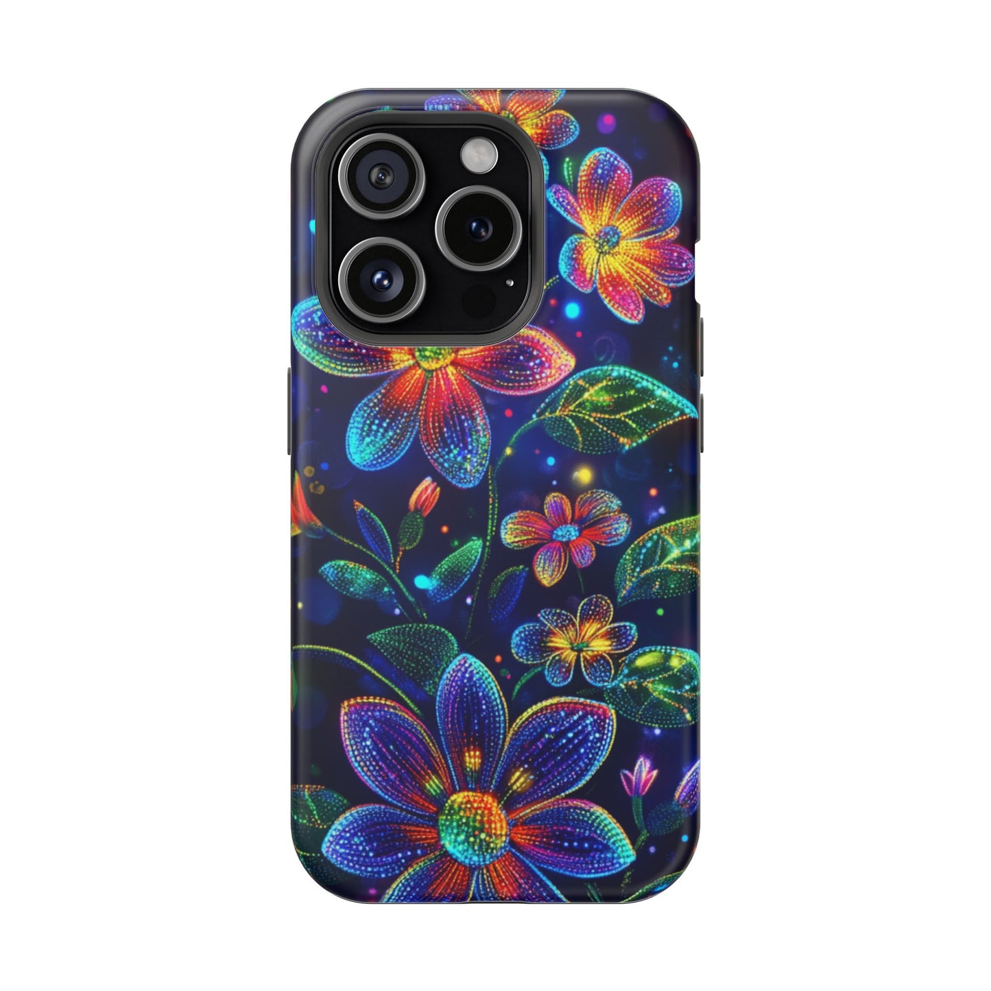 Flower Brite Lite Effect Magnetic Tough Cases, MagSafe, iPhone 16 15 14 13