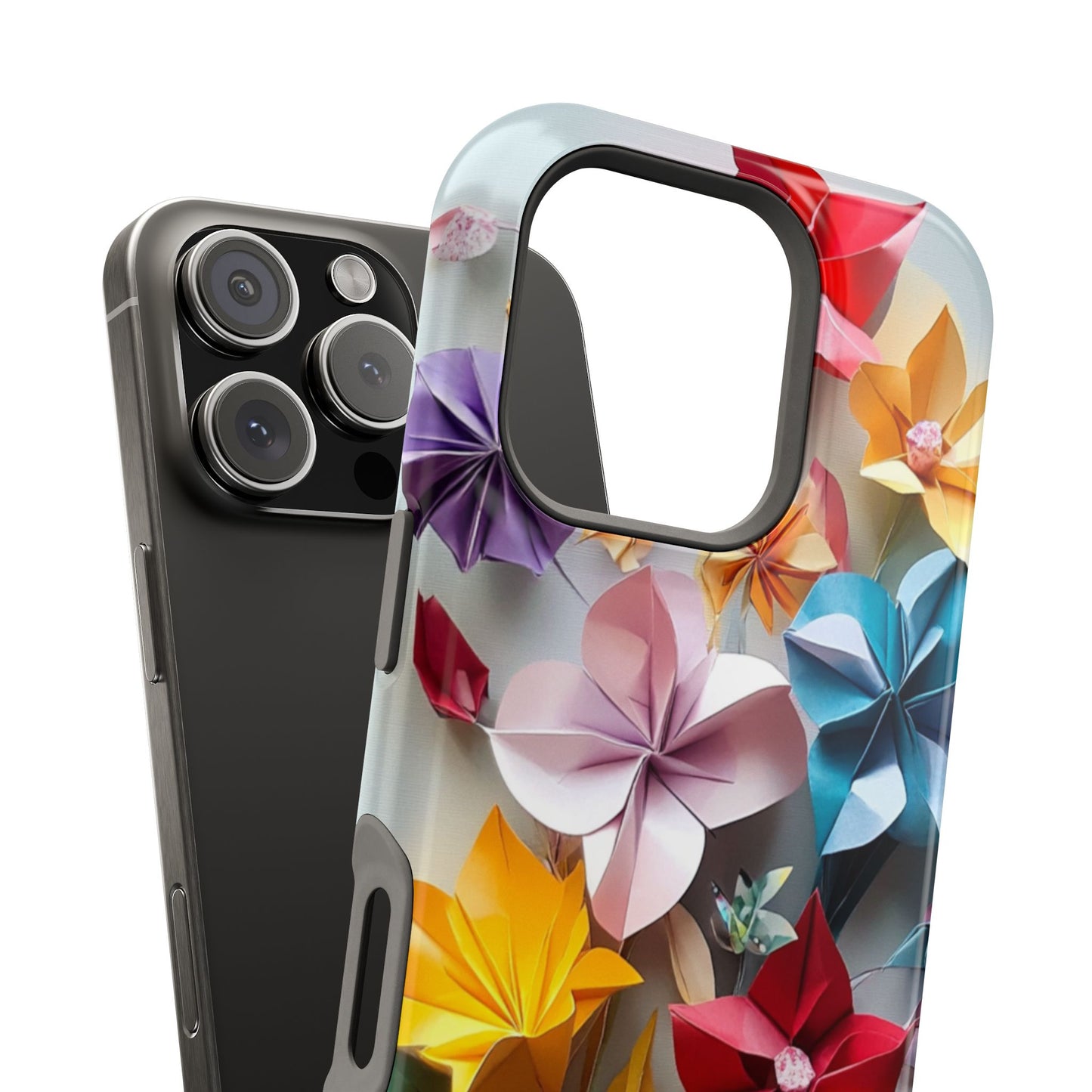 Flower Oragami Effect Magnetic Tough Case, MagSafe, iPhone 16 15 14 13