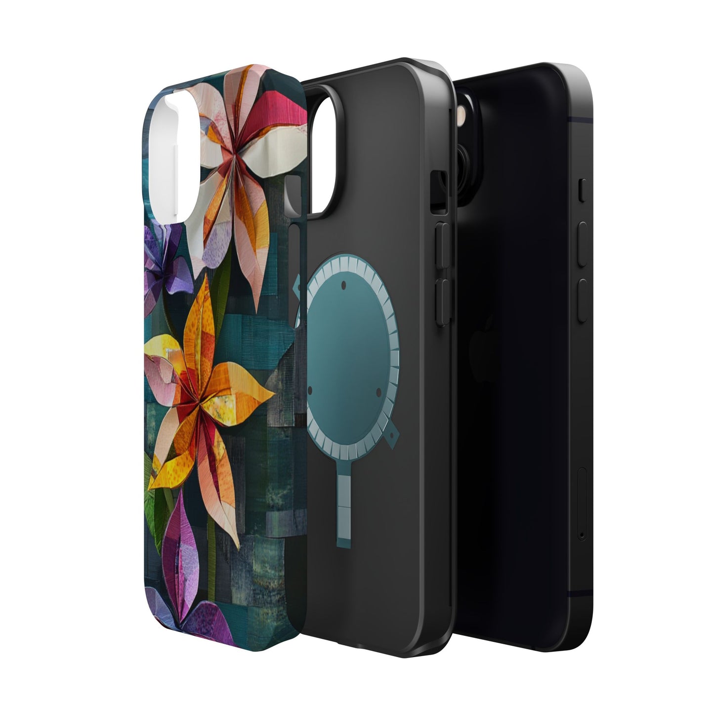 Bright Artistic Flower Magnetic Tough Cases, MagSafe, iPhone 16 15 14 13