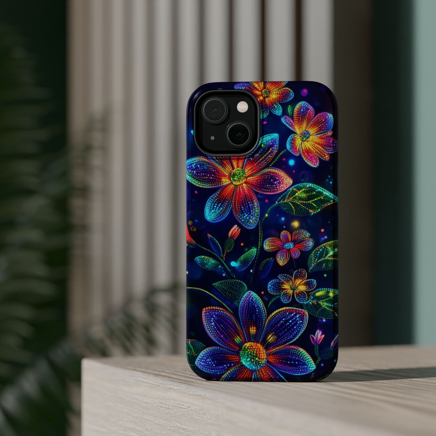 Flower Brite Lite Effect Magnetic Tough Cases, MagSafe, iPhone 16 15 14 13