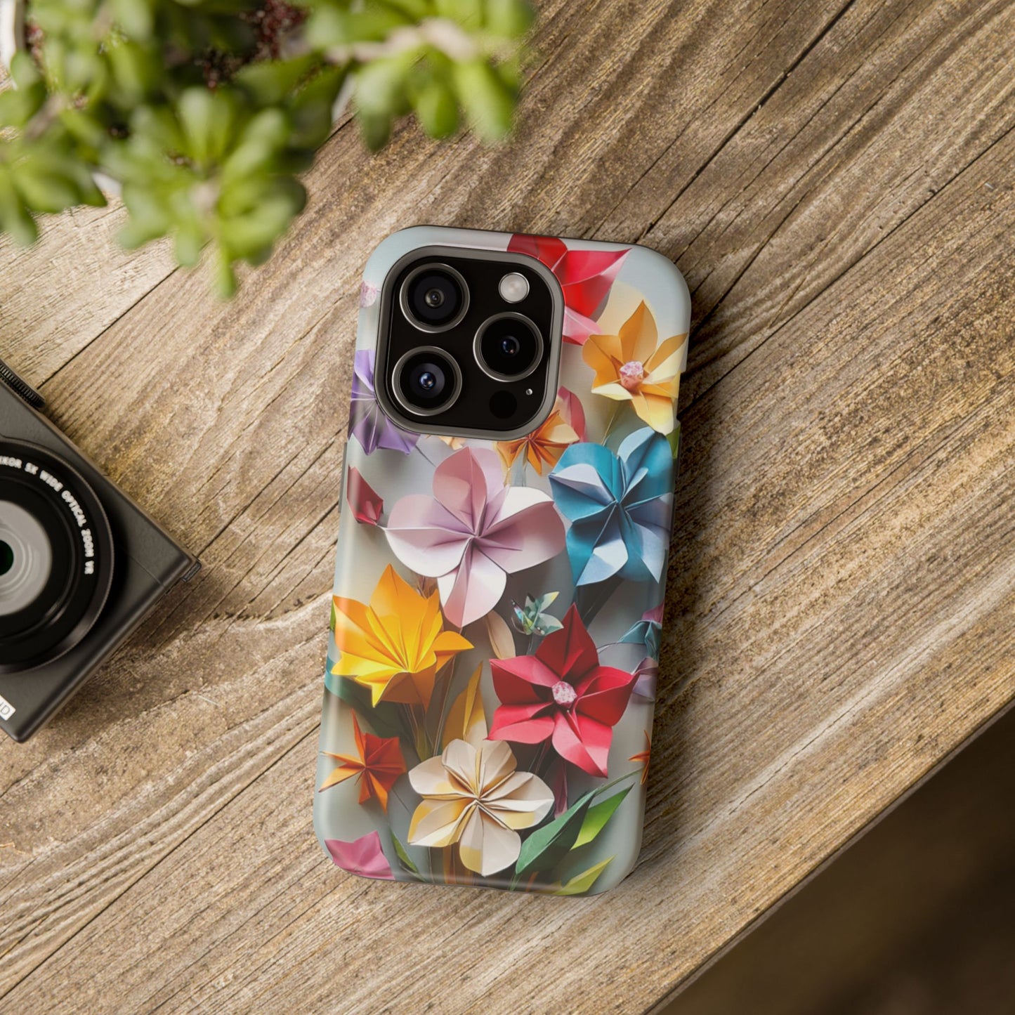 Flower Oragami Effect Magnetic Tough Case, MagSafe, iPhone 16 15 14 13