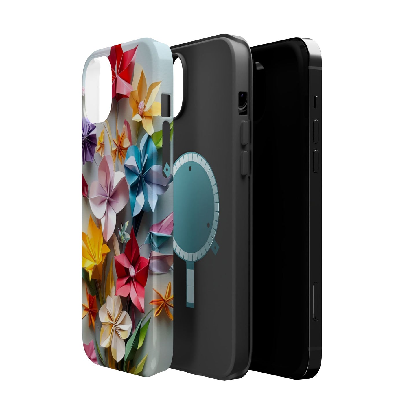 Flower Oragami Effect Magnetic Tough Case, MagSafe, iPhone 16 15 14 13