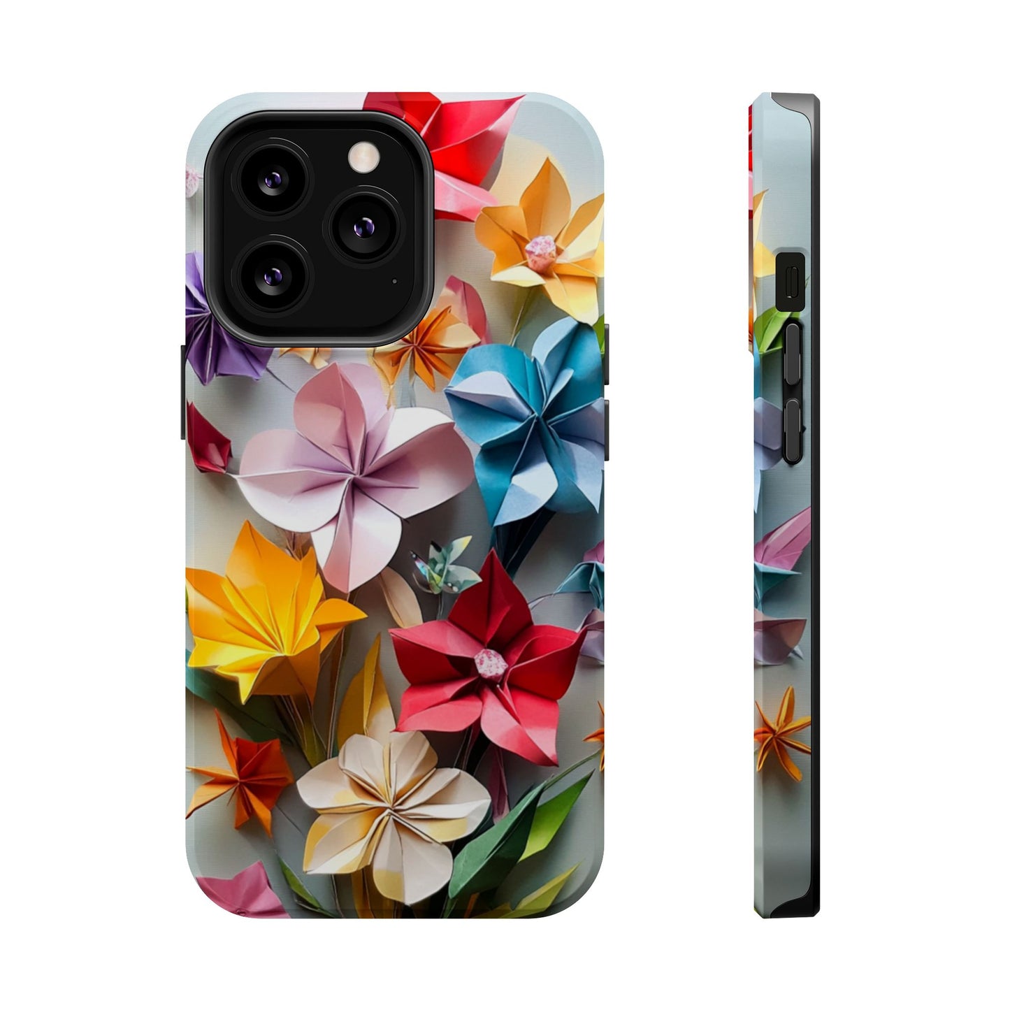 Flower Oragami Effect Magnetic Tough Case, MagSafe, iPhone 16 15 14 13