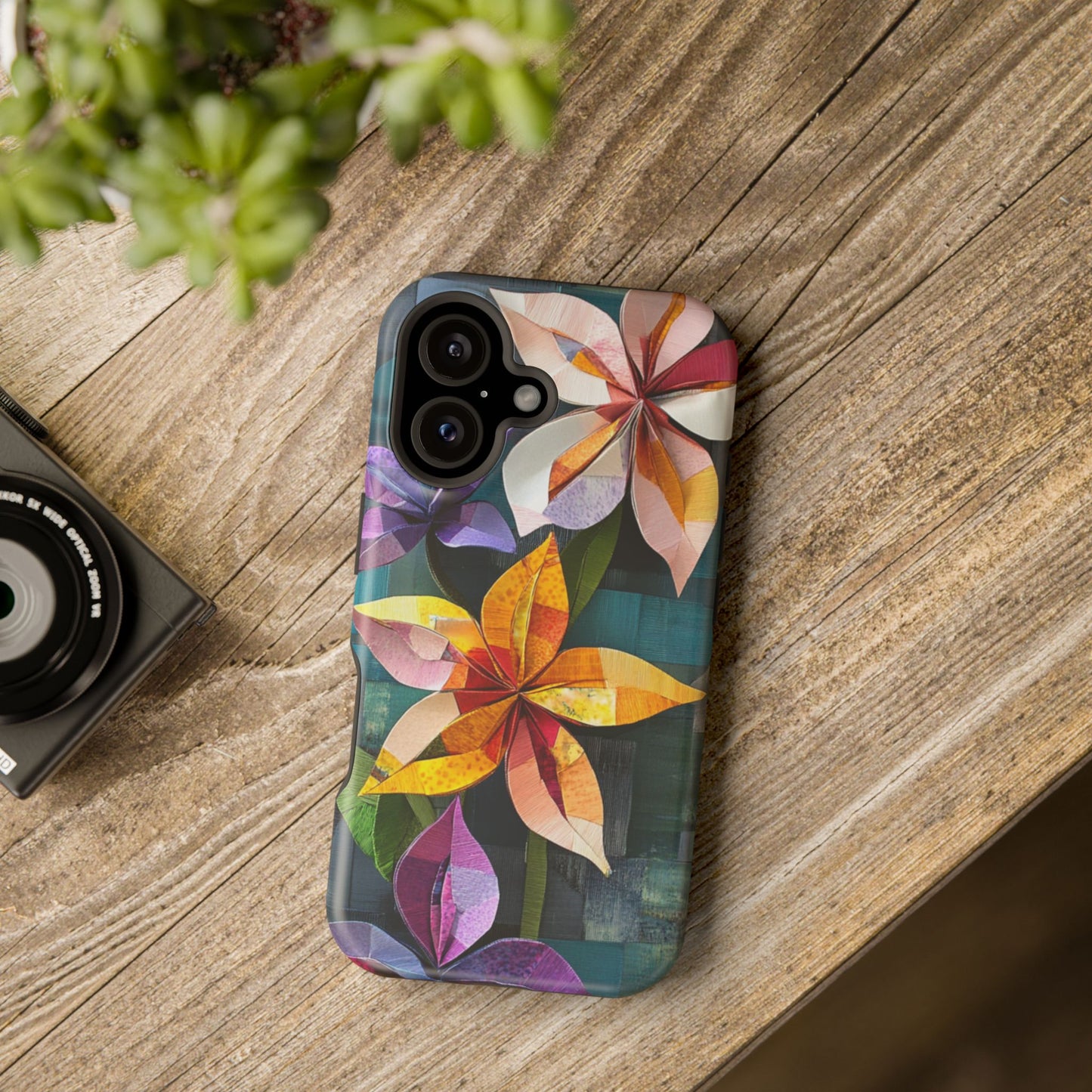 Bright Artistic Flower Magnetic Tough Cases, MagSafe, iPhone 16 15 14 13