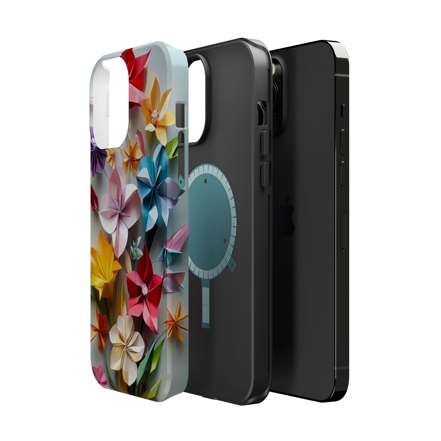 Flower Oragami Effect Magnetic Tough Case, MagSafe, iPhone 16 15 14 13