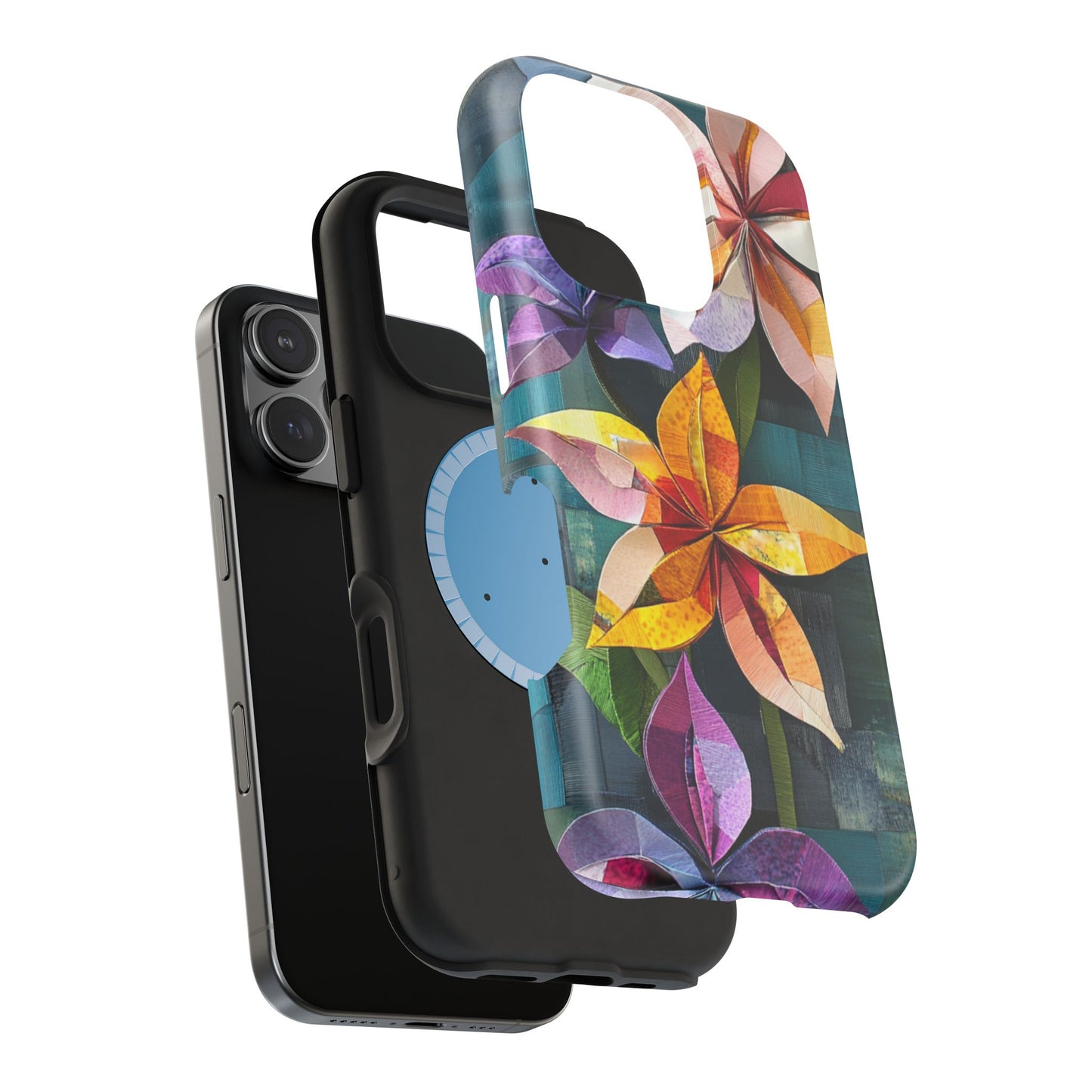 Bright Artistic Flower Magnetic Tough Cases, MagSafe, iPhone 16 15 14 13