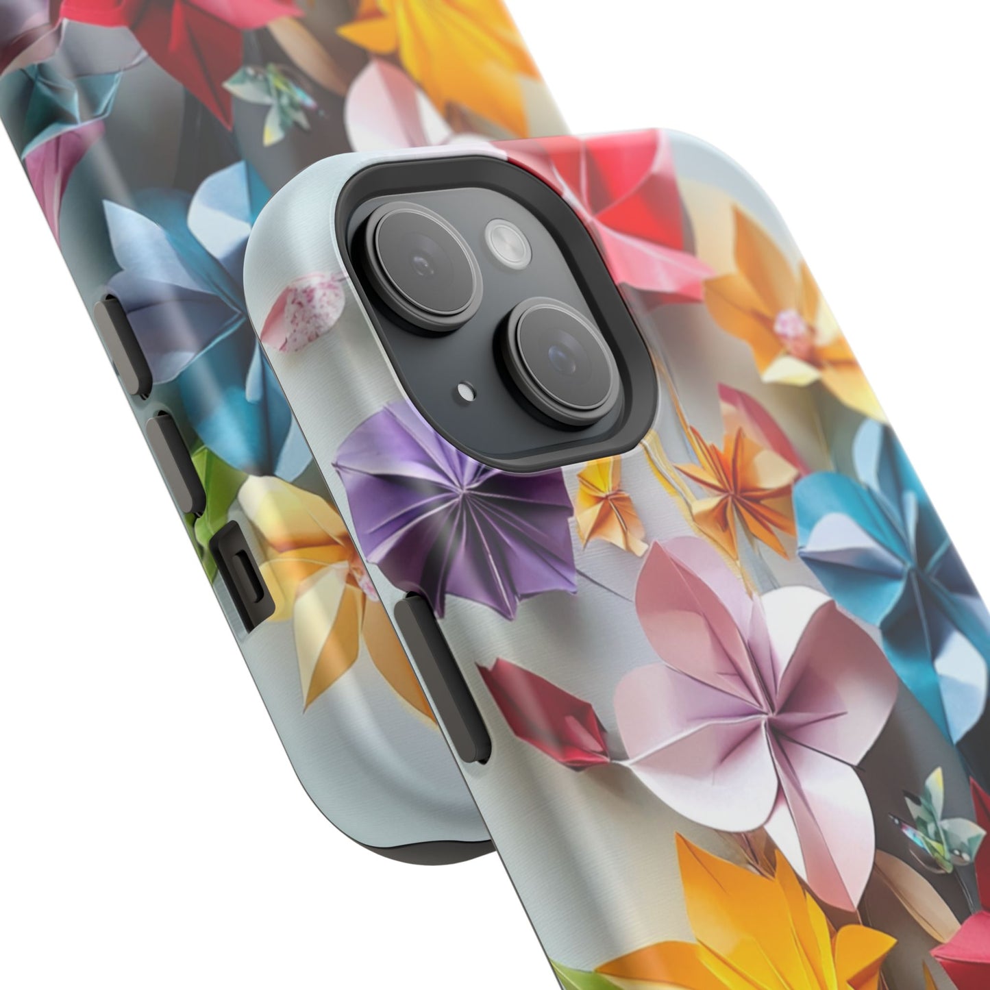 Flower Oragami Effect Magnetic Tough Case, MagSafe, iPhone 16 15 14 13