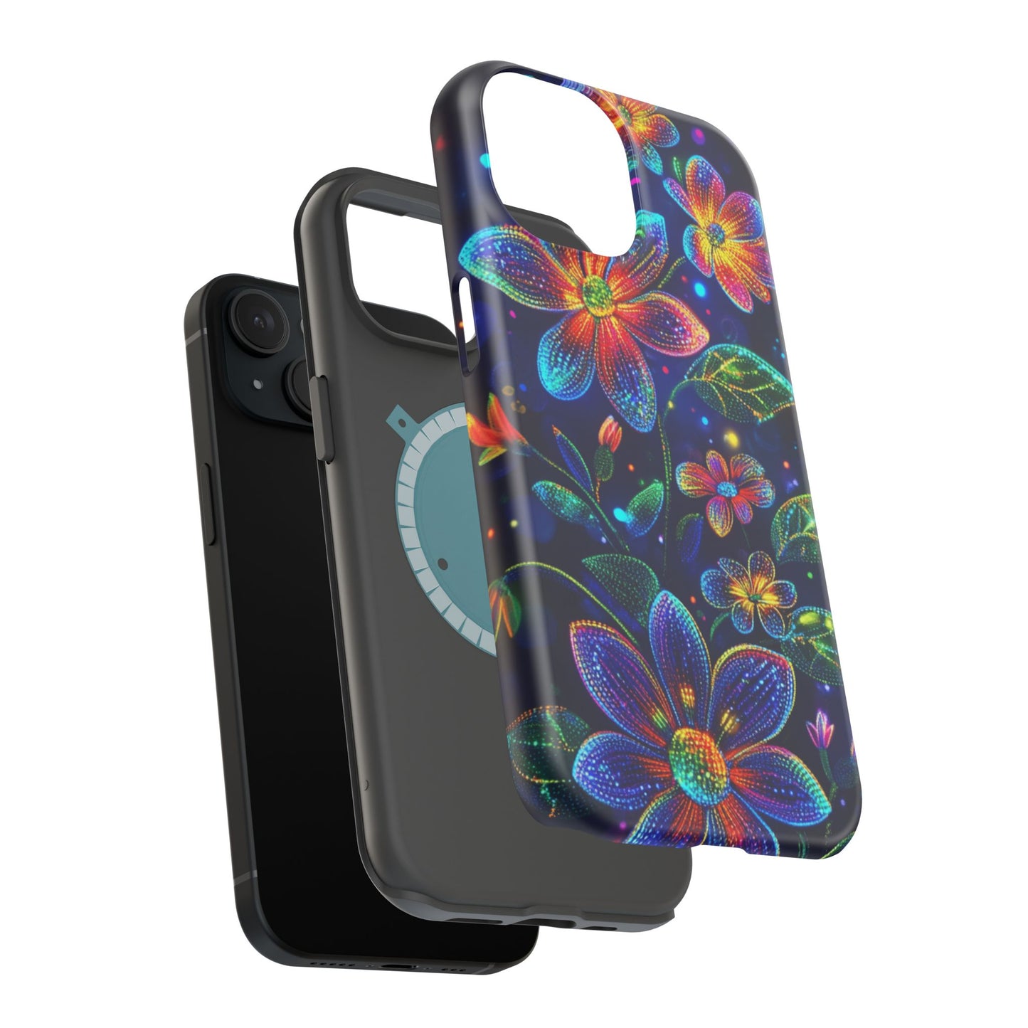 Flower Brite Lite Effect Magnetic Tough Cases, MagSafe, iPhone 16 15 14 13