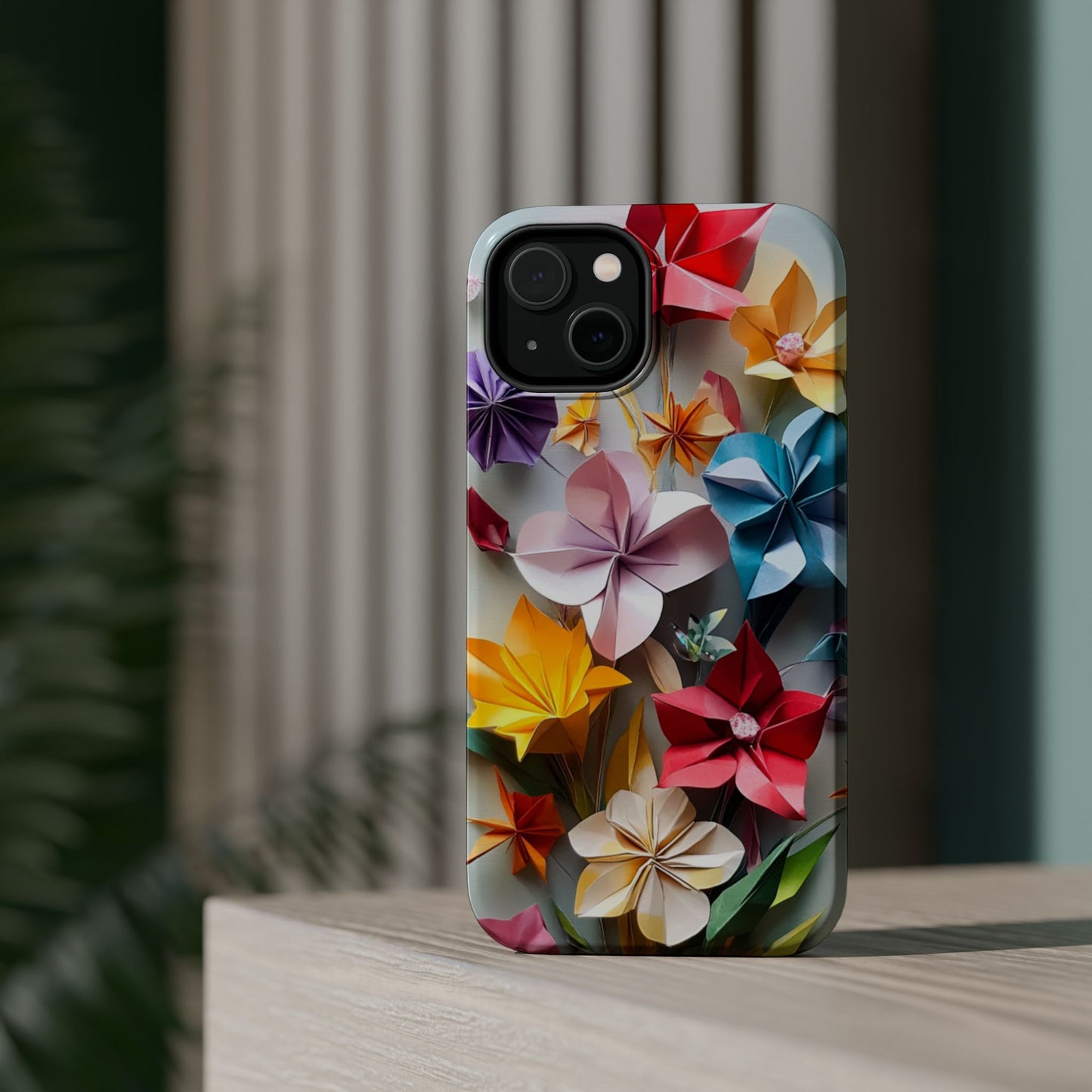 Flower Oragami Effect Magnetic Tough Case, MagSafe, iPhone 16 15 14 13