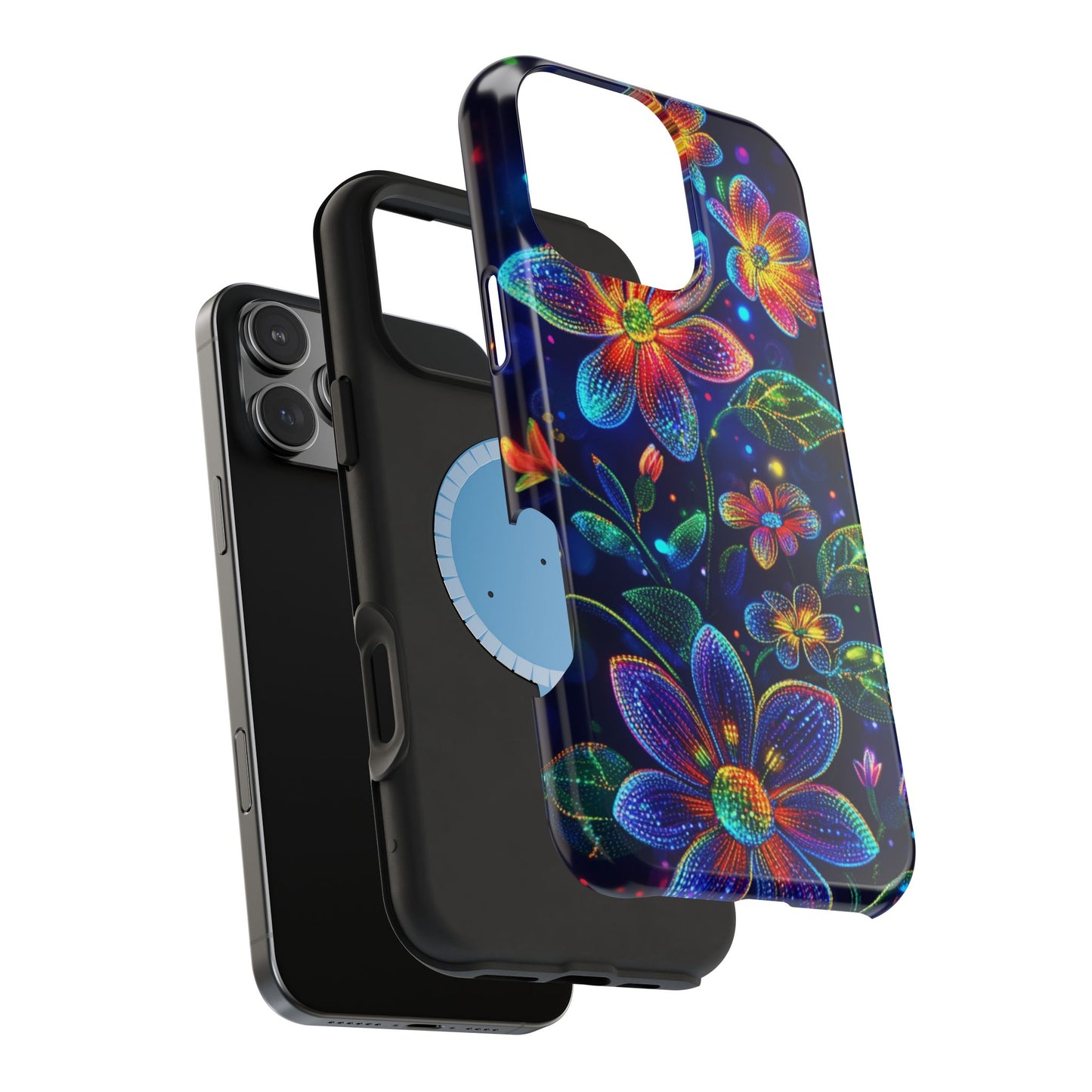 Flower Brite Lite Effect Magnetic Tough Cases, MagSafe, iPhone 16 15 14 13