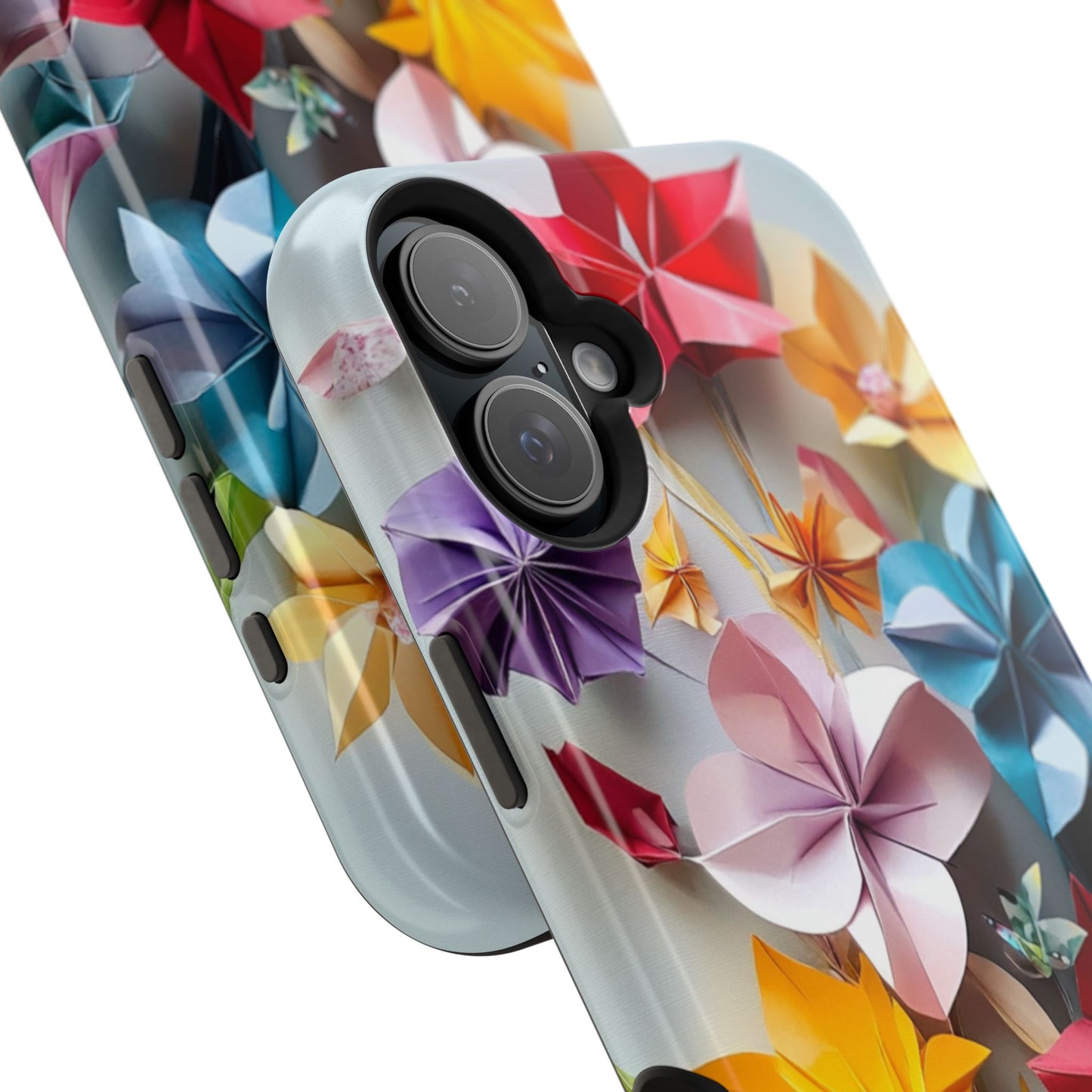 Flower Oragami Effect Magnetic Tough Case, MagSafe, iPhone 16 15 14 13